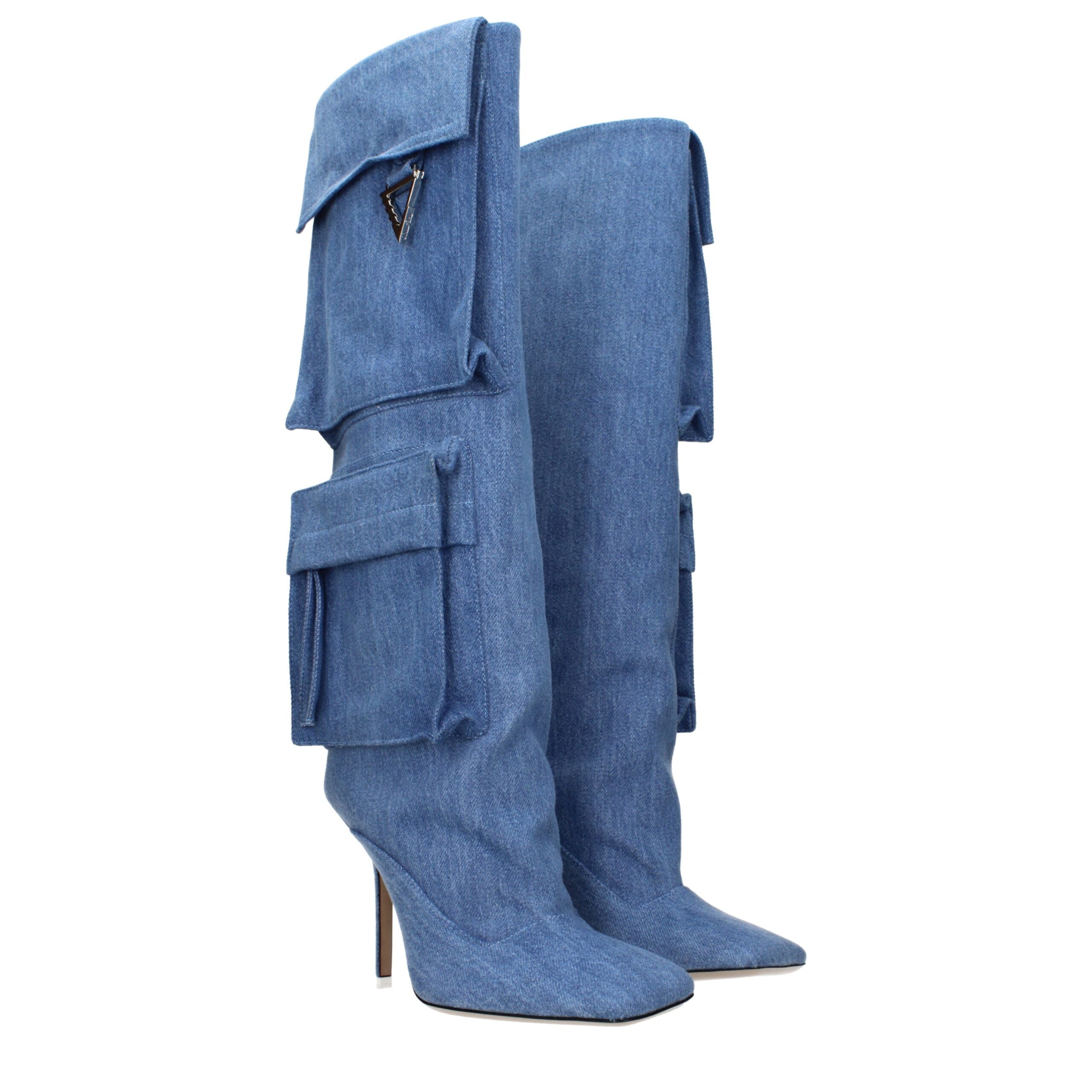 The Attico Hellblaue Stoffstiefel
