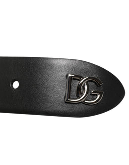 Dolce & Gabbana Schwarzer Kalbsleder Nietengürtel mit Silberschnalle