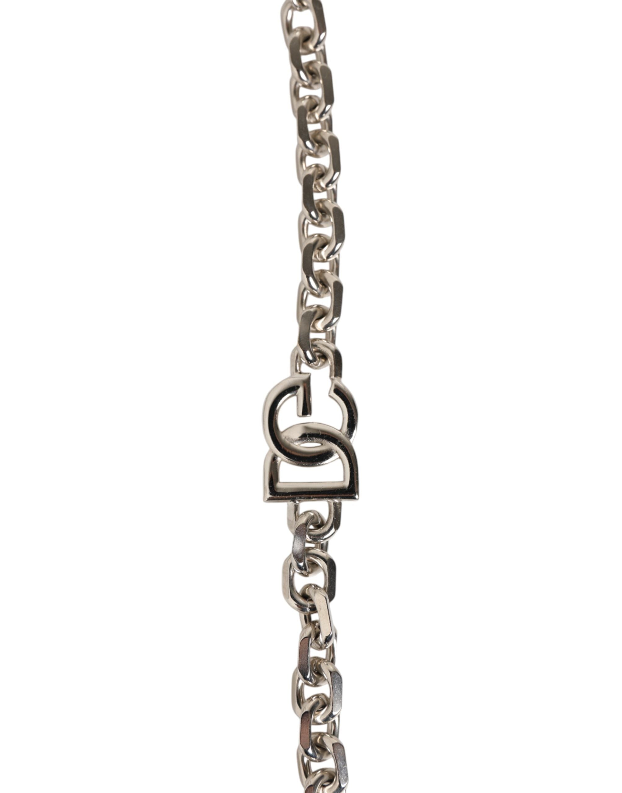 Dolce & Gabbana Schwarzes Leder Perle Kette Tasche Accessoire Schulterriemen