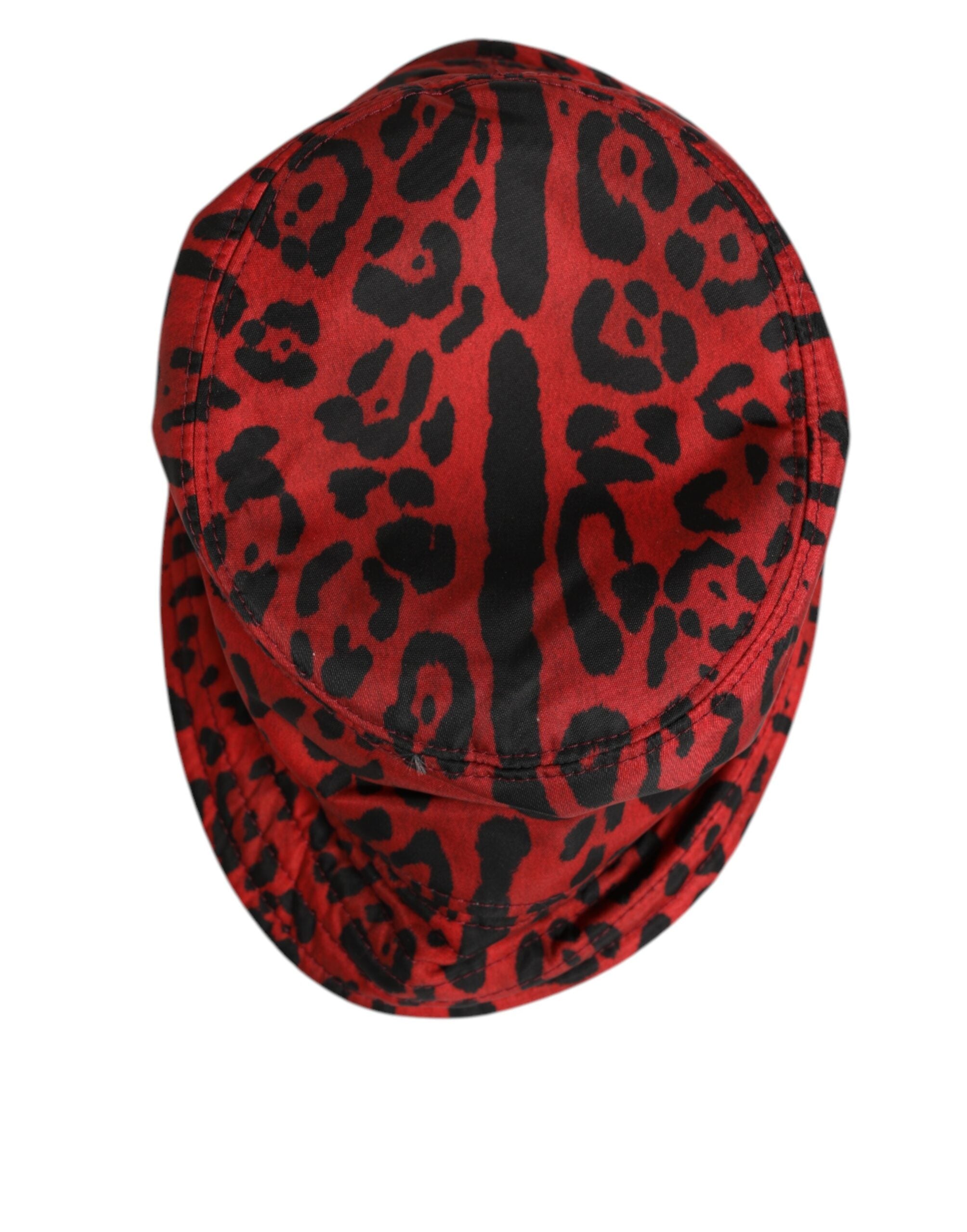 Dolce & Gabbana Rot Schwarz Nylon Leopard Print Eimer Männer Kappe Hut