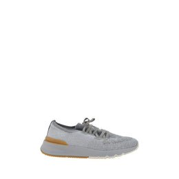 Brunello Cucinelli Graue Sneaker aus Baumwolle im Athletic-Stil