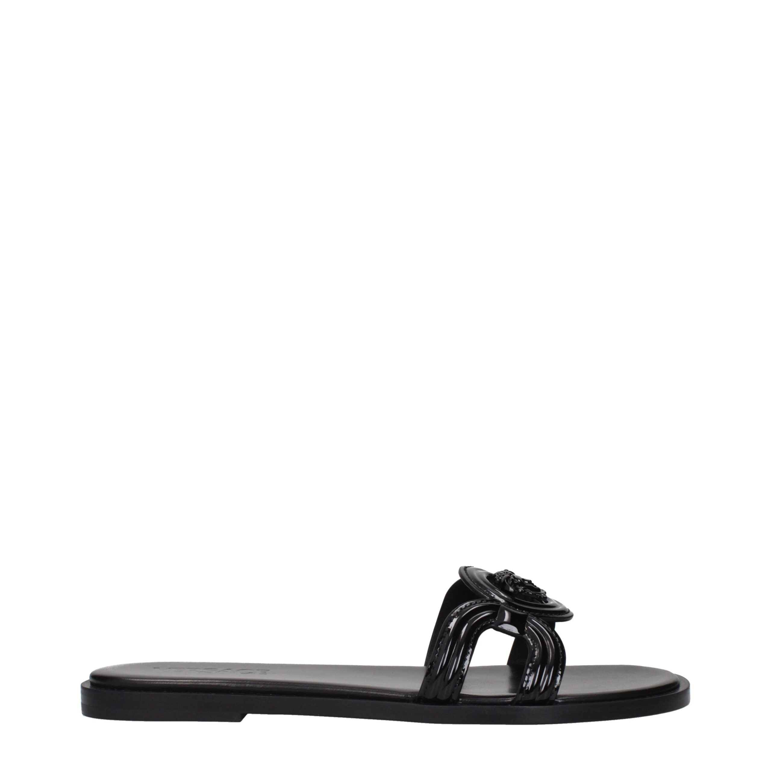 Versace Schwarze Leder-Slipper