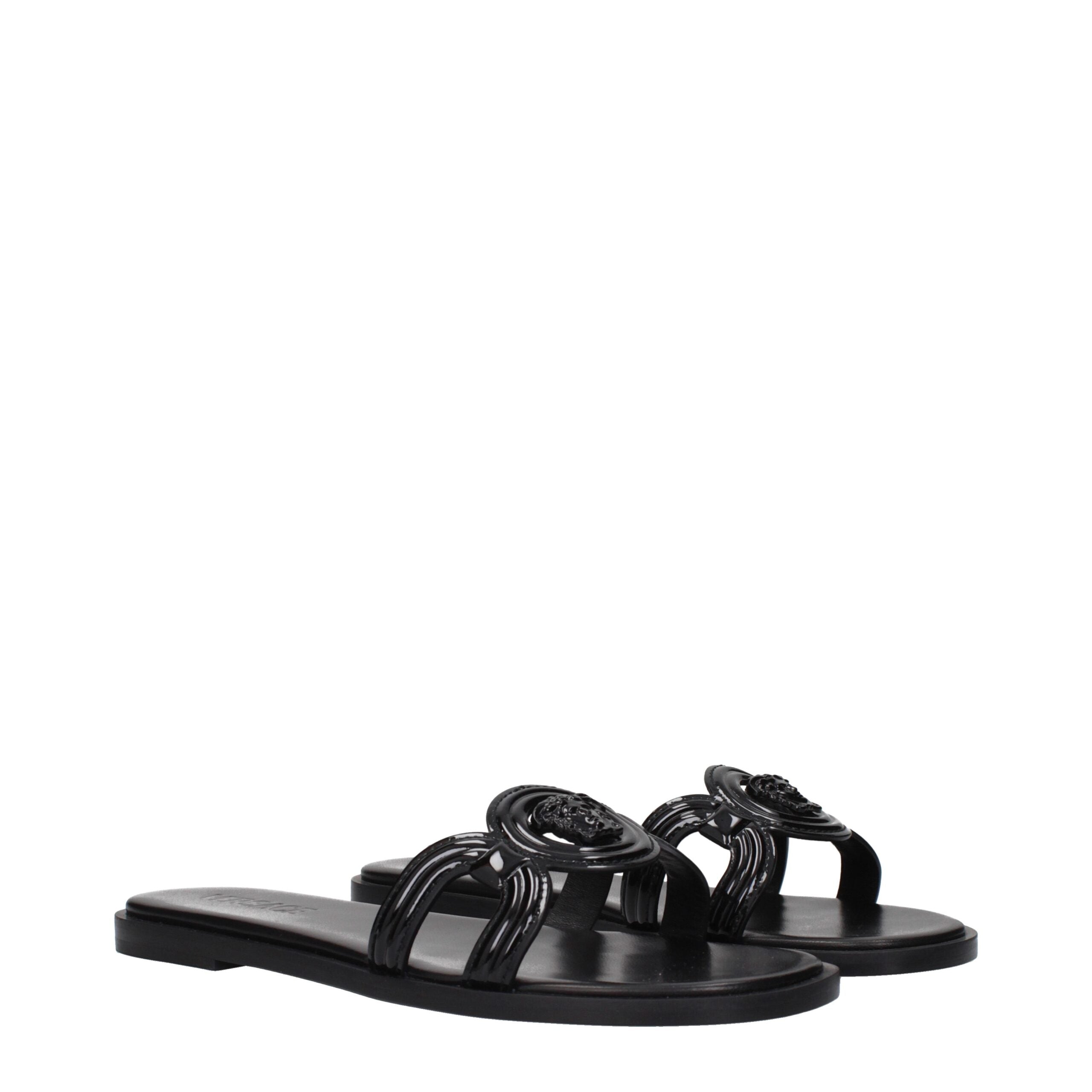Versace Schwarze Leder-Slipper
