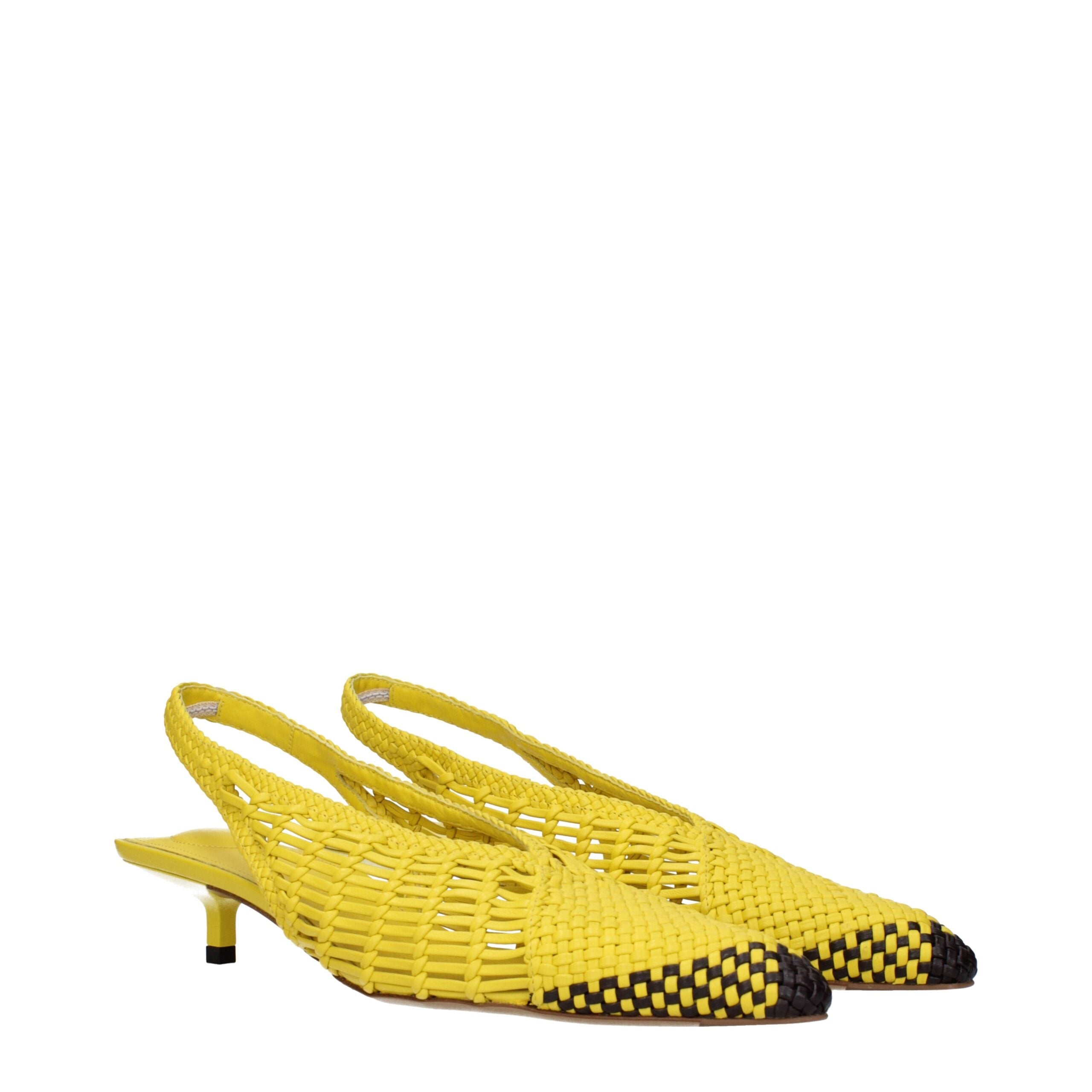 Jacquemus Gelbe Leder-Sandalen mit flacher Sohle