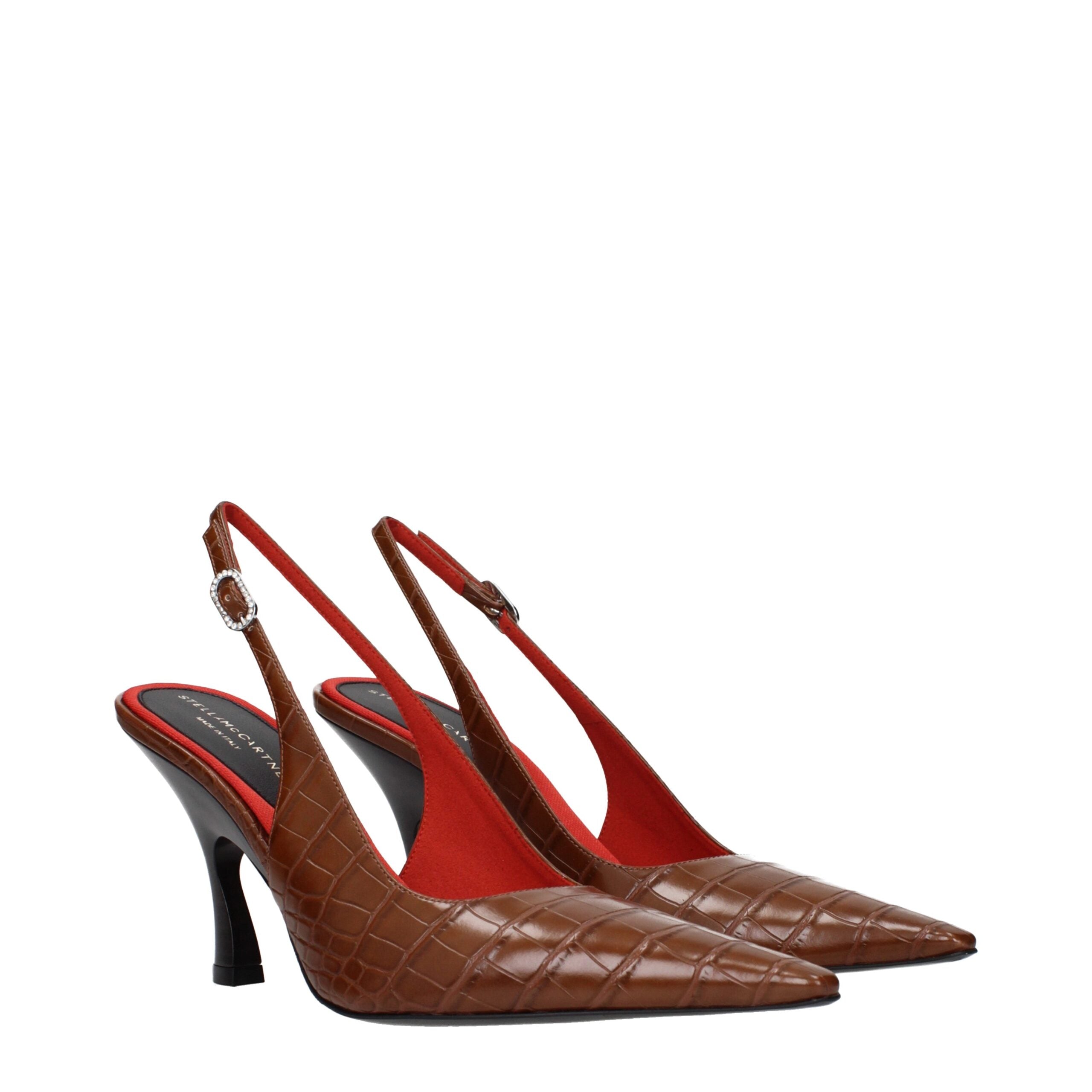 Stella McCartney Braune Leder Pumps mit hohem Absatz
