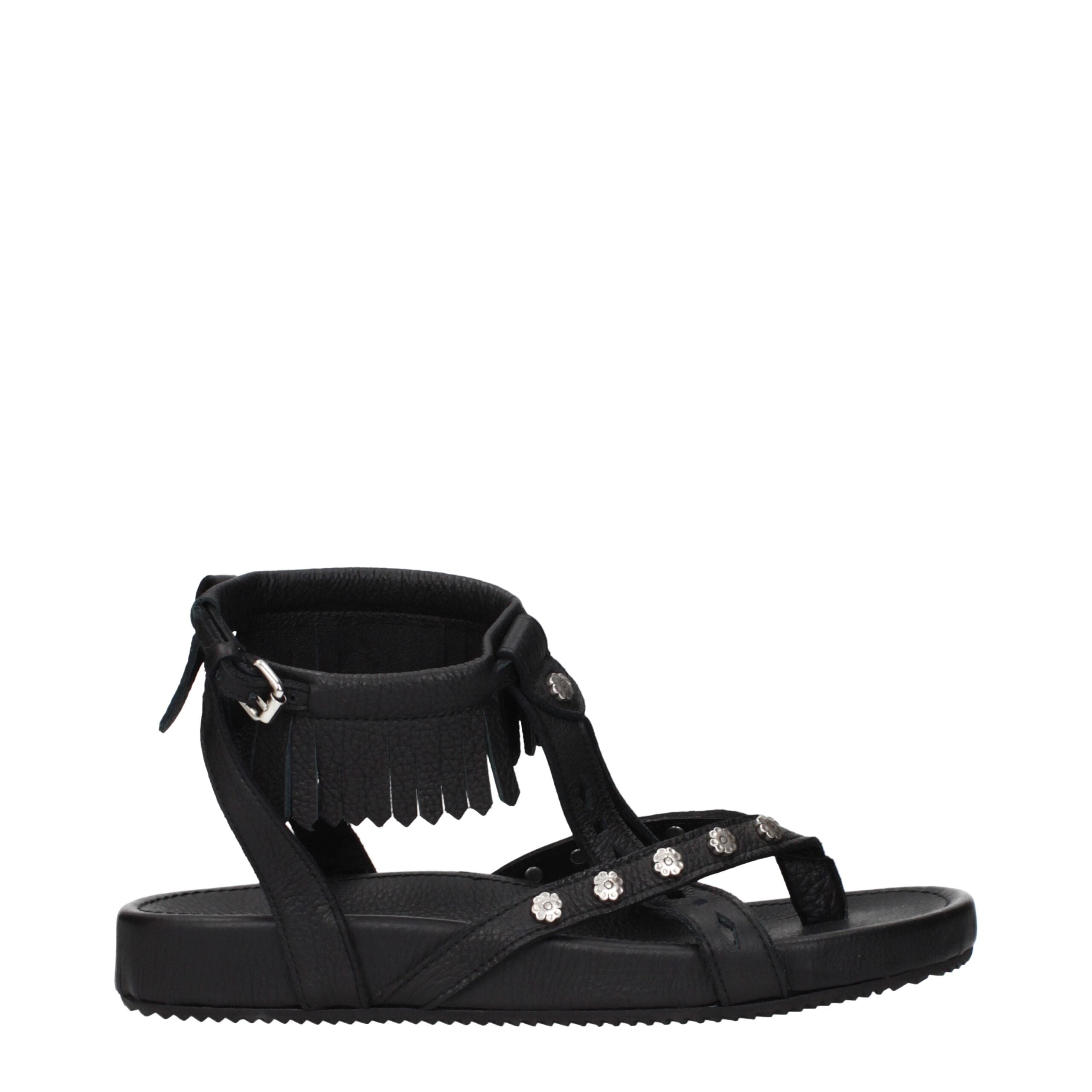 Isabel Marant Schwarze flache Sandalen aus Leder