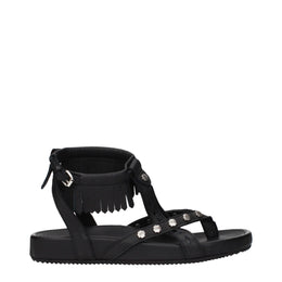 Isabel Marant Schwarze flache Sandalen aus Leder