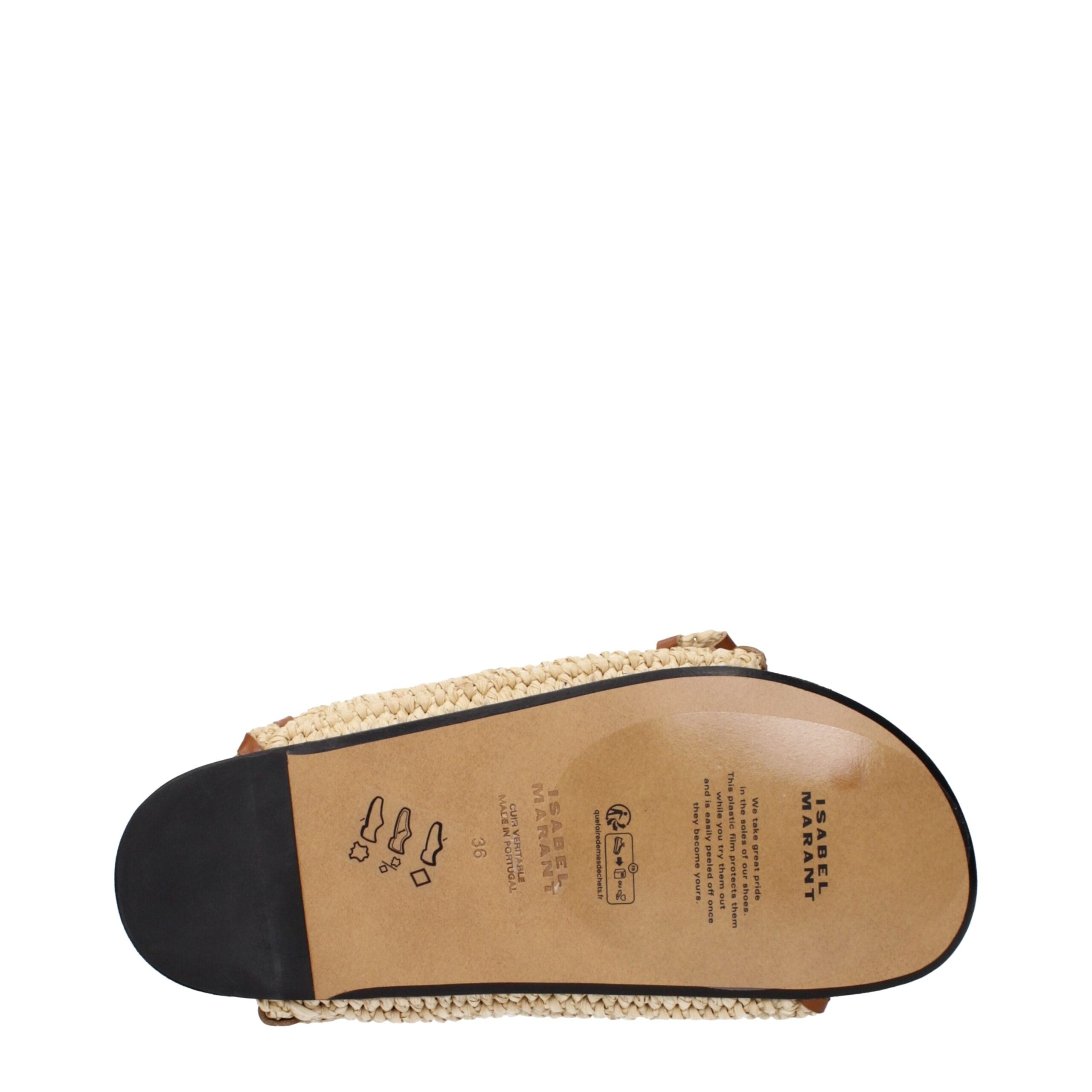 Isabel Marant Beigefarbene Raffia-Pantoffeln