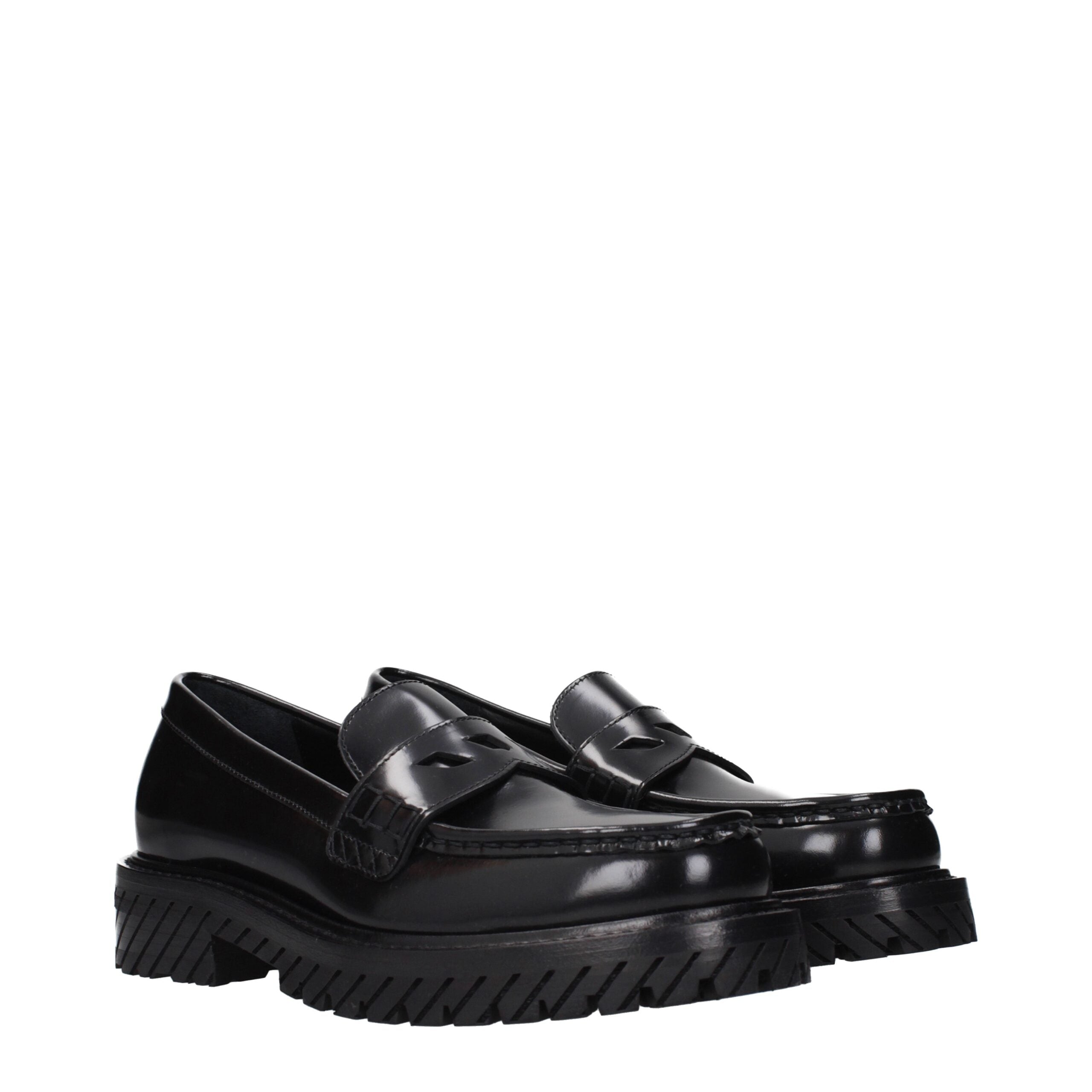 Off-White Schwarze Leder Loafer zum Hineinschlüpfen