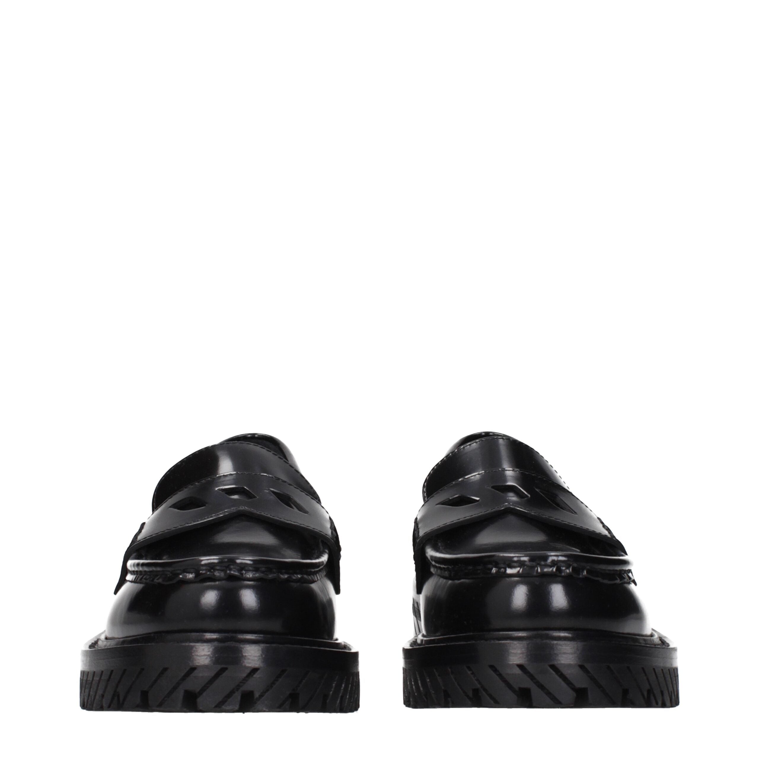 Off-White Schwarze Leder Loafer zum Hineinschlüpfen