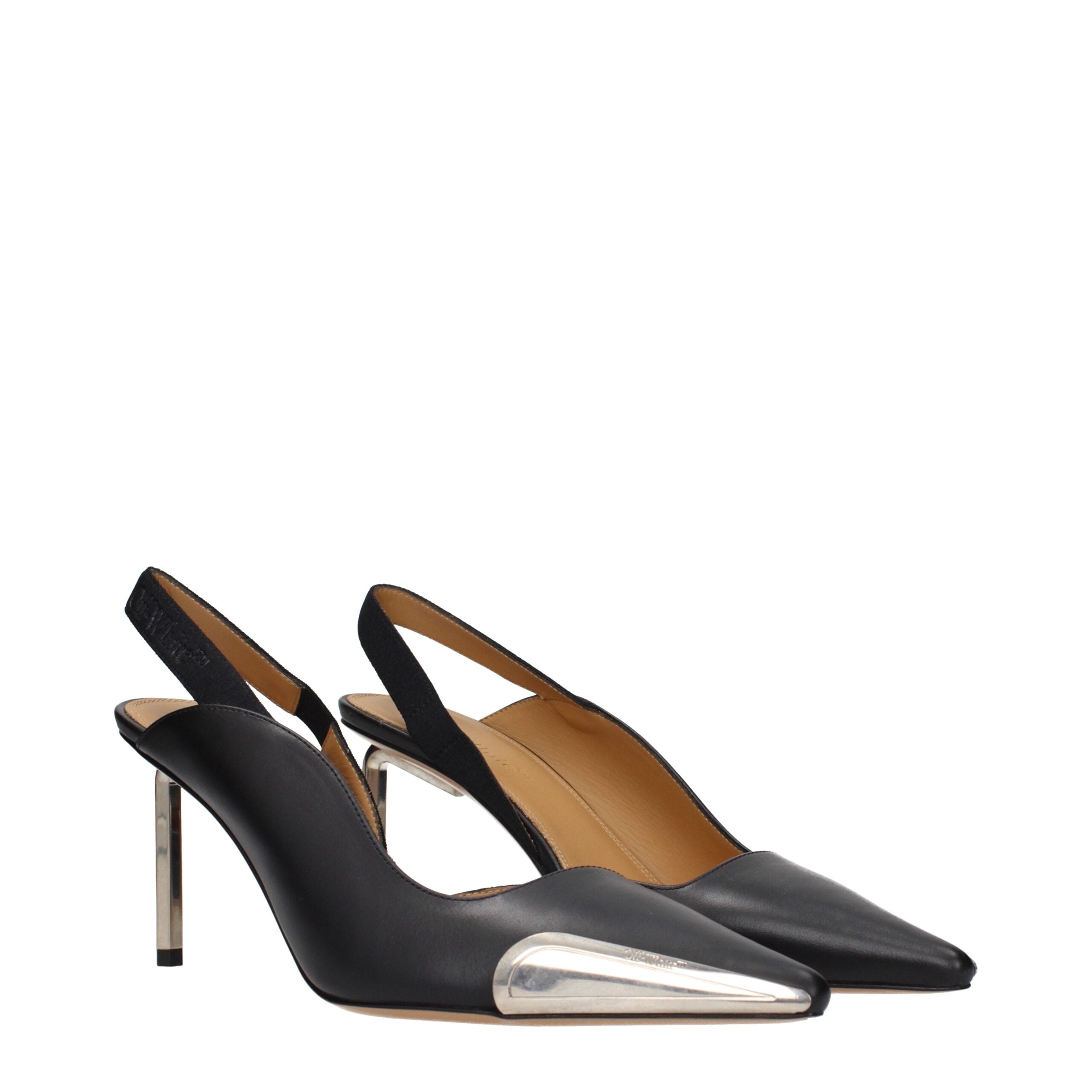 Off-White Schwarze Leder Pumps mit hohem Absatz