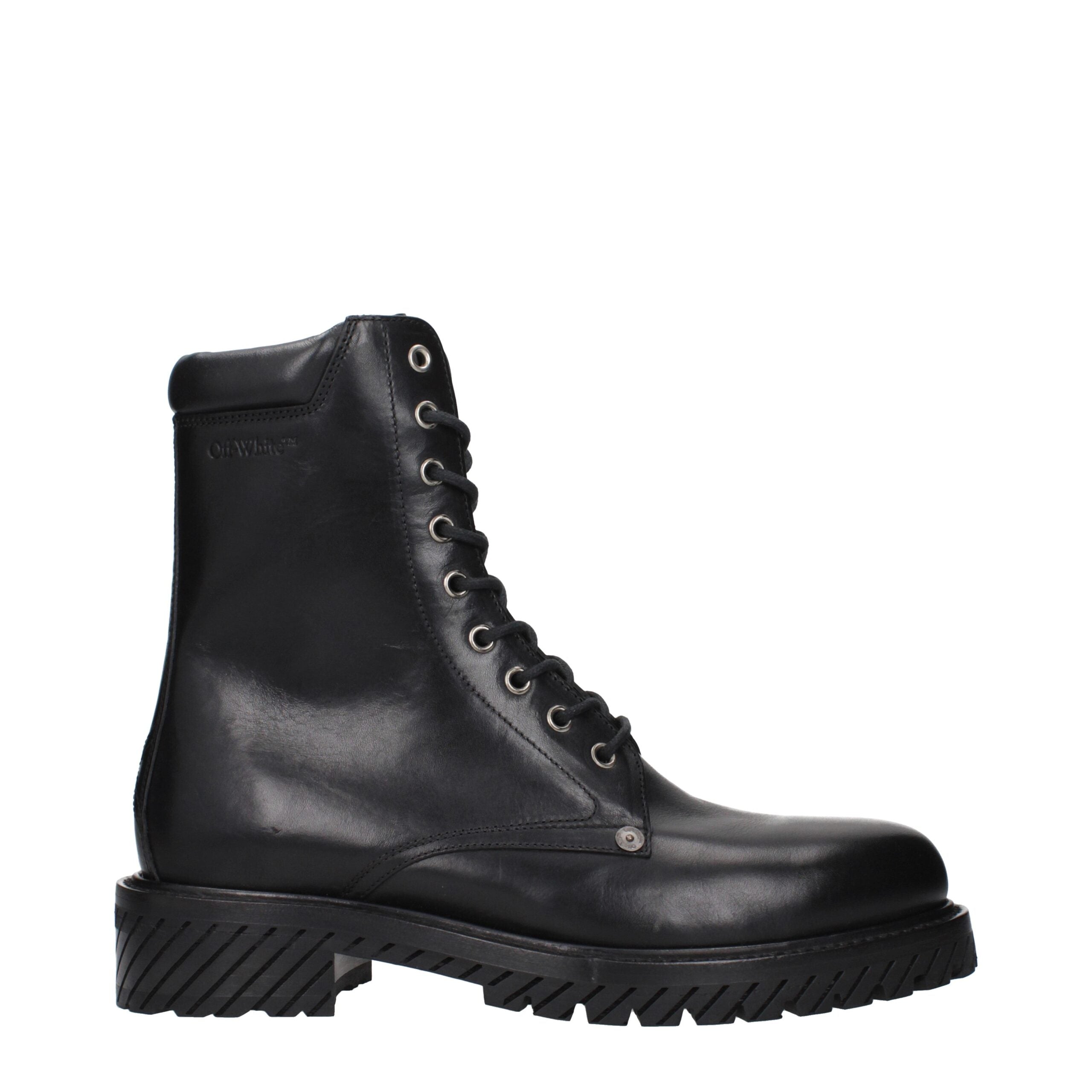 Off-White Schwarze Leder-Stiefeletten