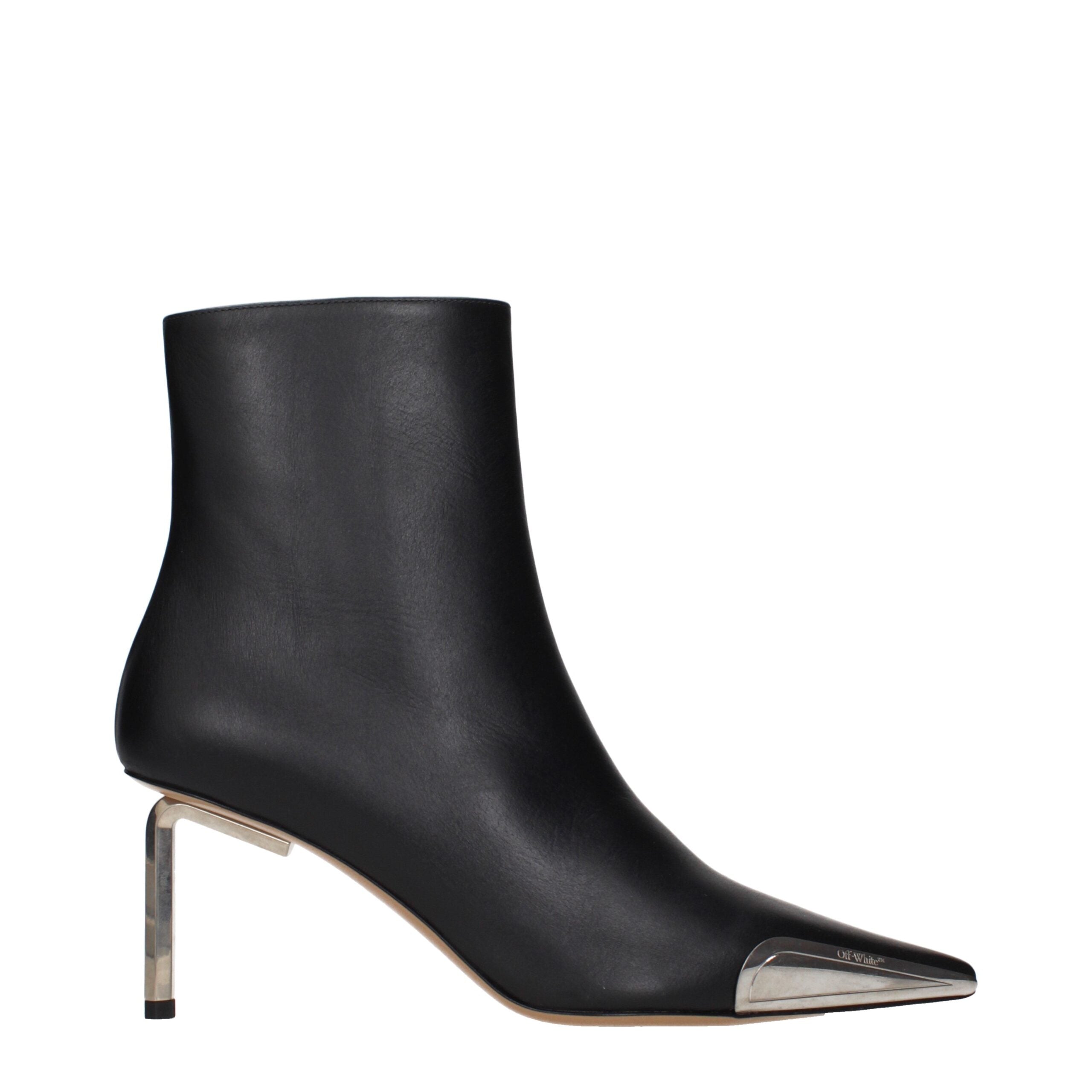 Off-White Schwarze Leder-Stiefeletten