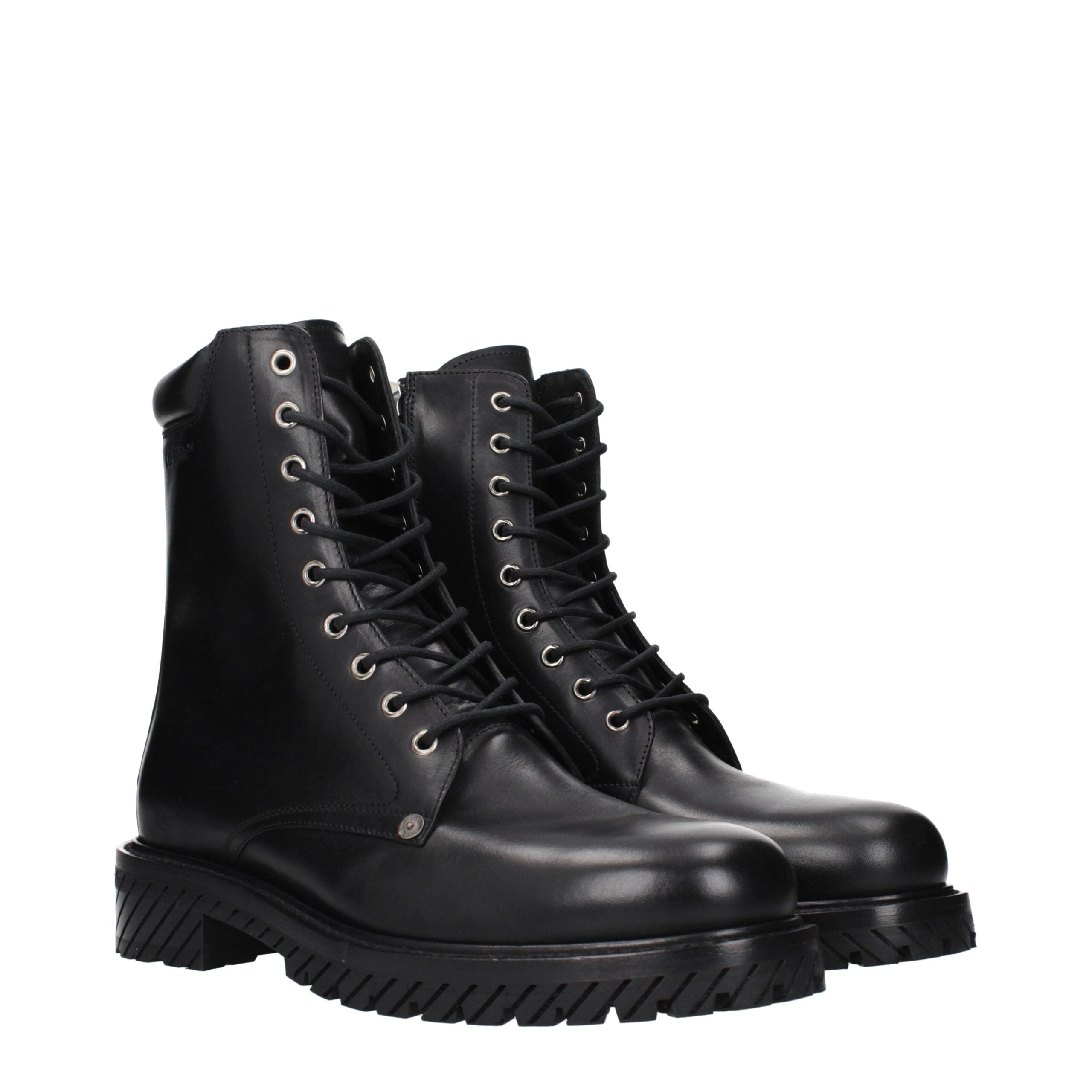 Off-White Schwarze Leder-Stiefeletten