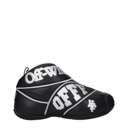 Off-White Schwarze Leder-High-Top-Sneaker
