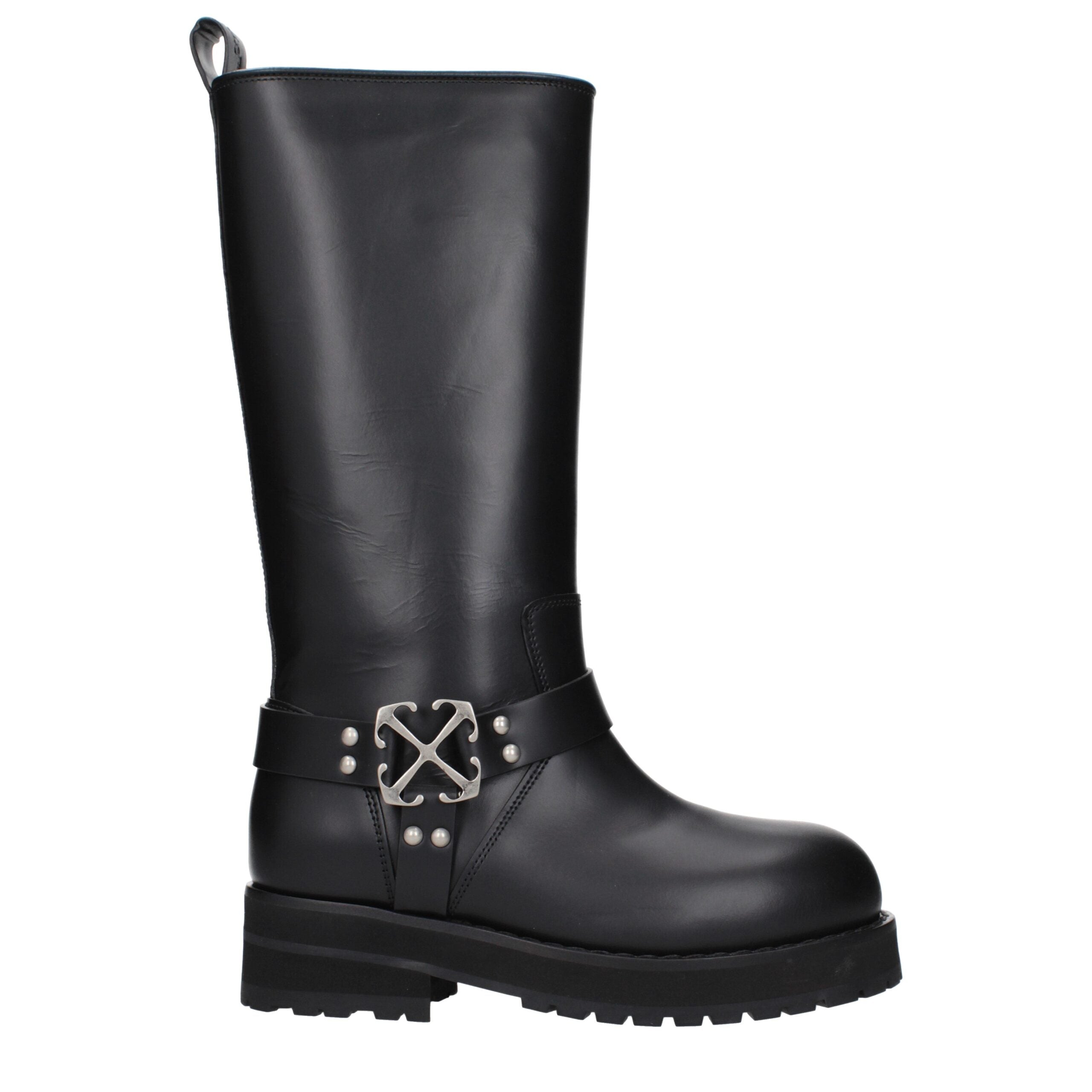 Off-White Schwarze Lederstiefel