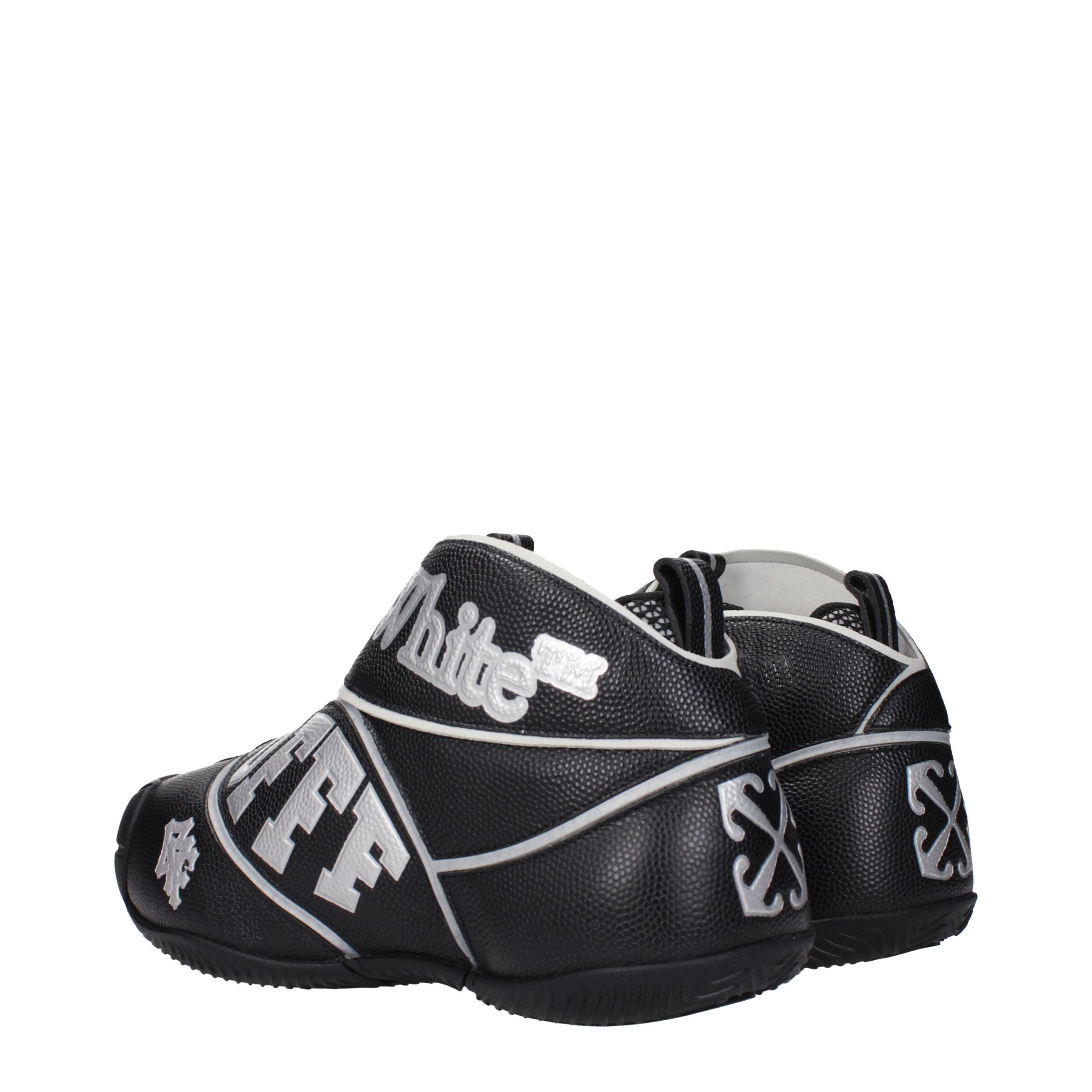 Off-White Schwarze Leder-High-Top-Sneaker