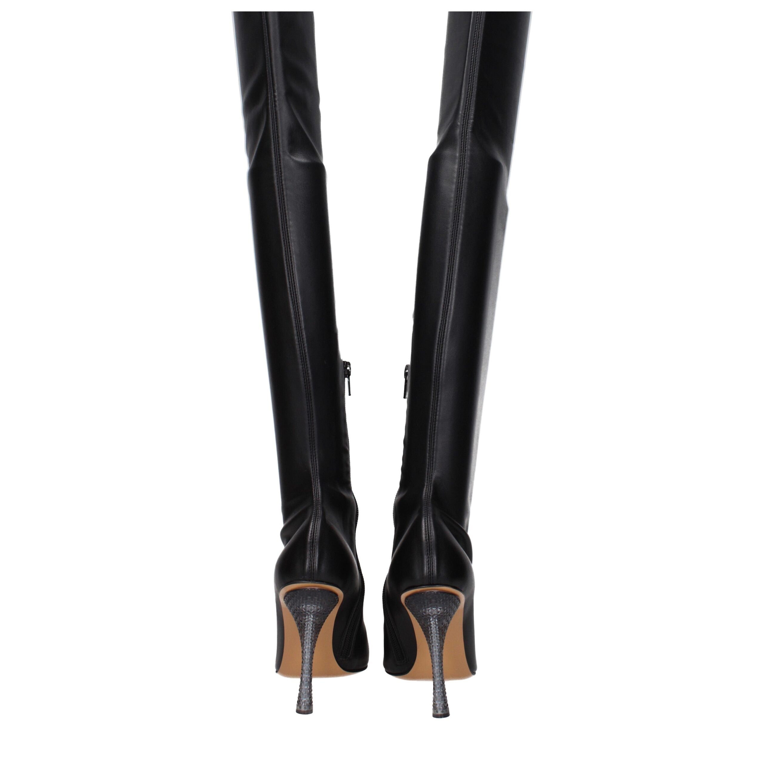 Off-White Schwarze Leder Overknee-Stiefel
