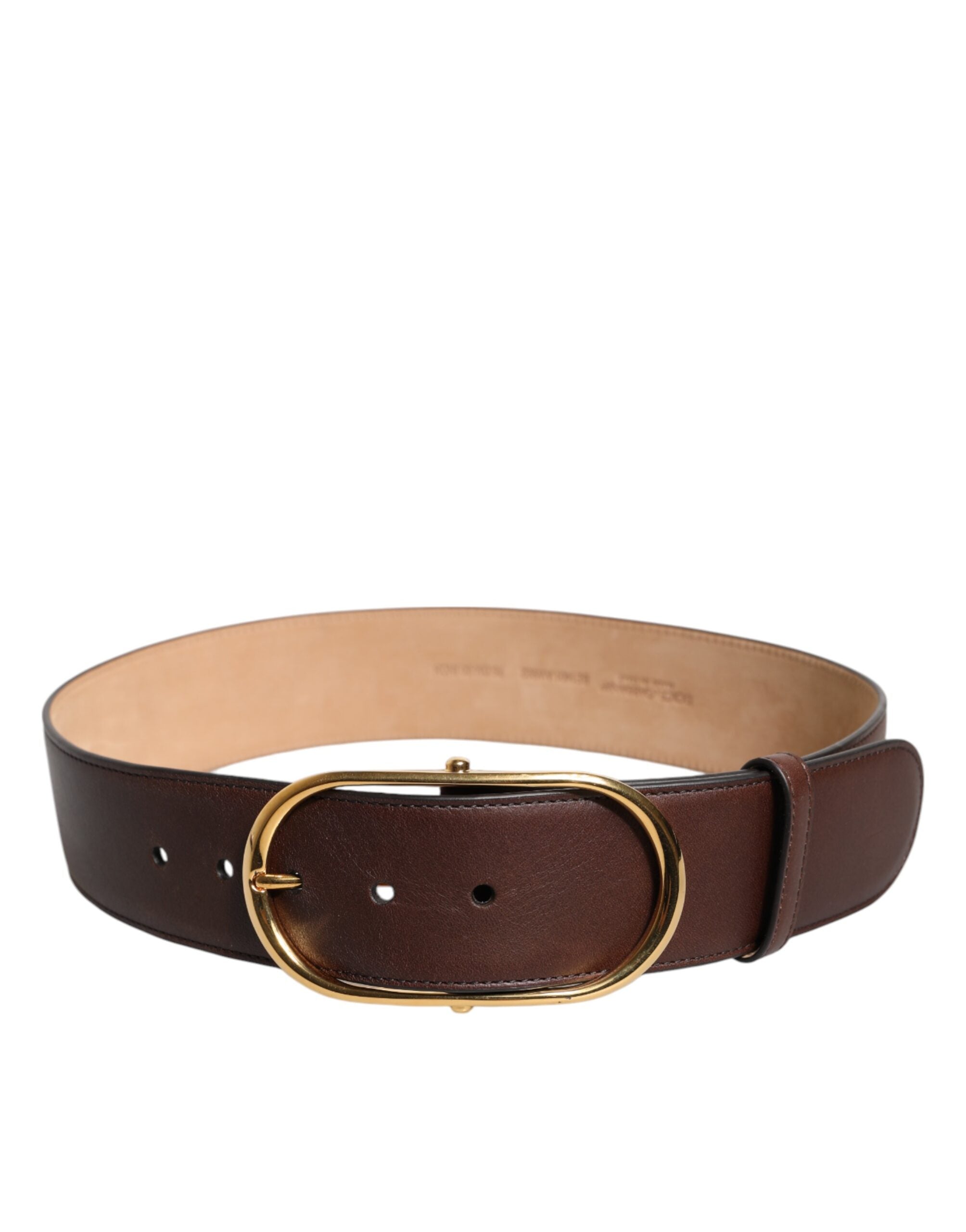 Dolce & Gabbana Brauner Leder Gürtel mit ovaler Metallschnalle