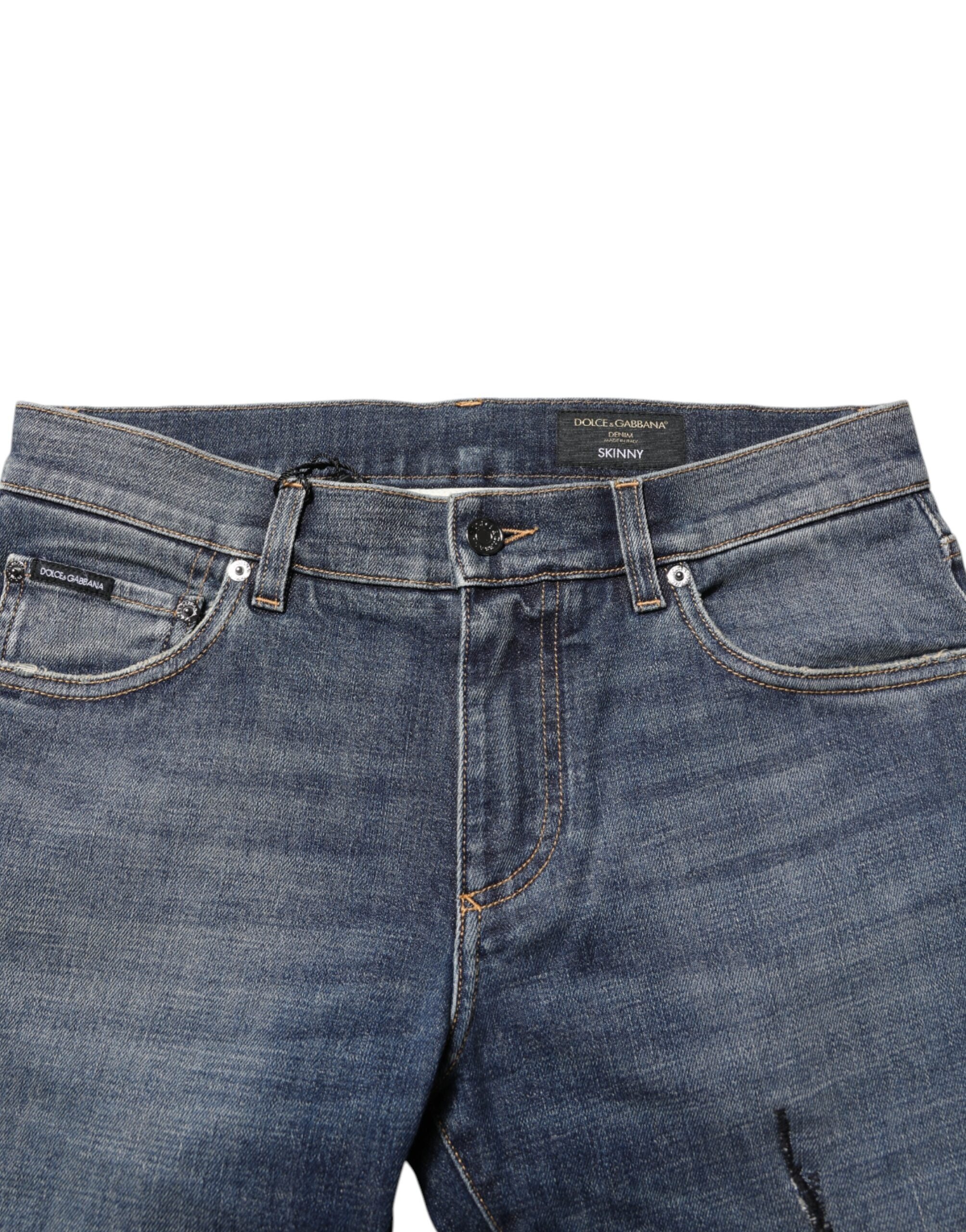 Dolce & Gabbana Blau gewaschene Baumwolle Skinny Herren Denim Jeans