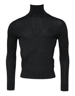 Dolce & Gabbana Schwarzer Wollpullover mit Rollkragen für Männer Pullover