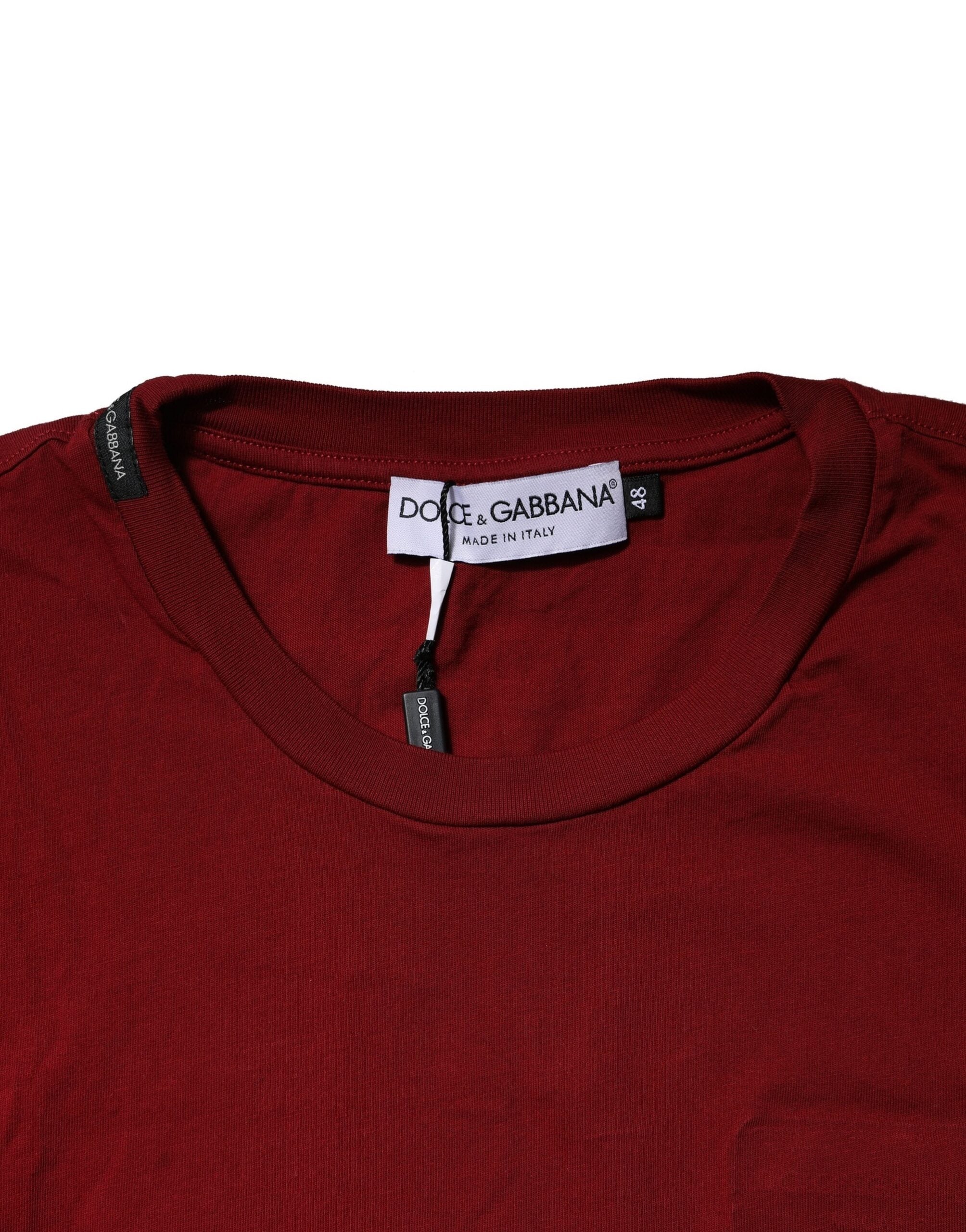 Dolce & Gabbana Kastanienbraunes T-Shirt mit Rundhalsausschnitt und kurzen Ärmeln aus Baumwolle