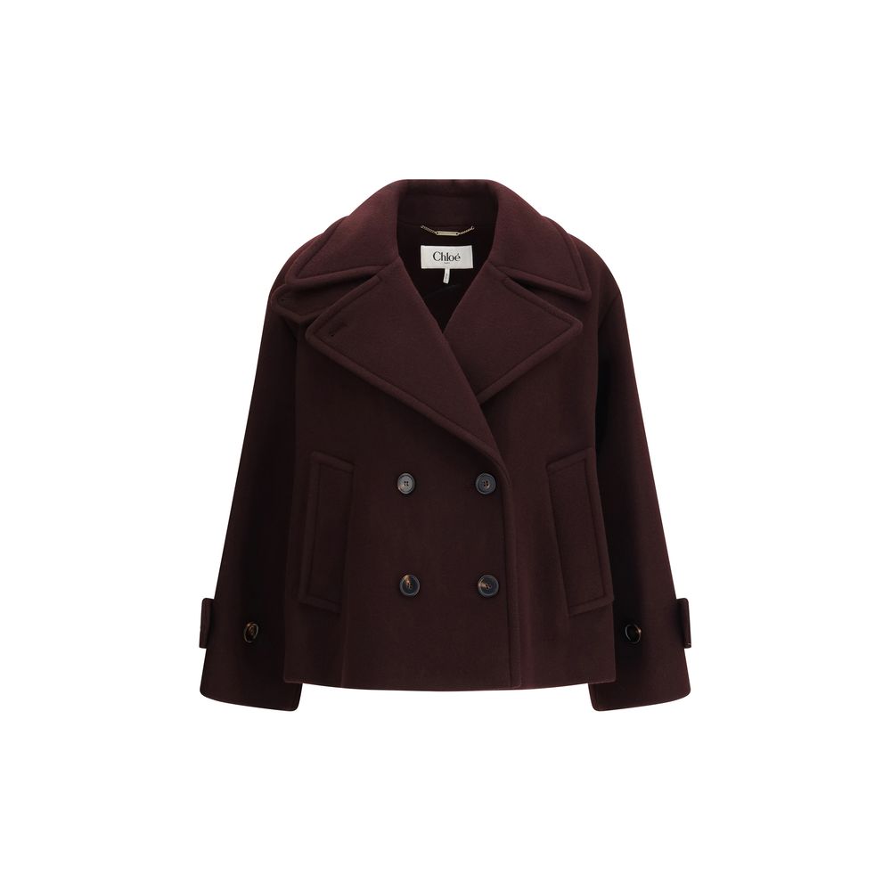 Chloé Bordeaux-Mantel aus Wollfleece