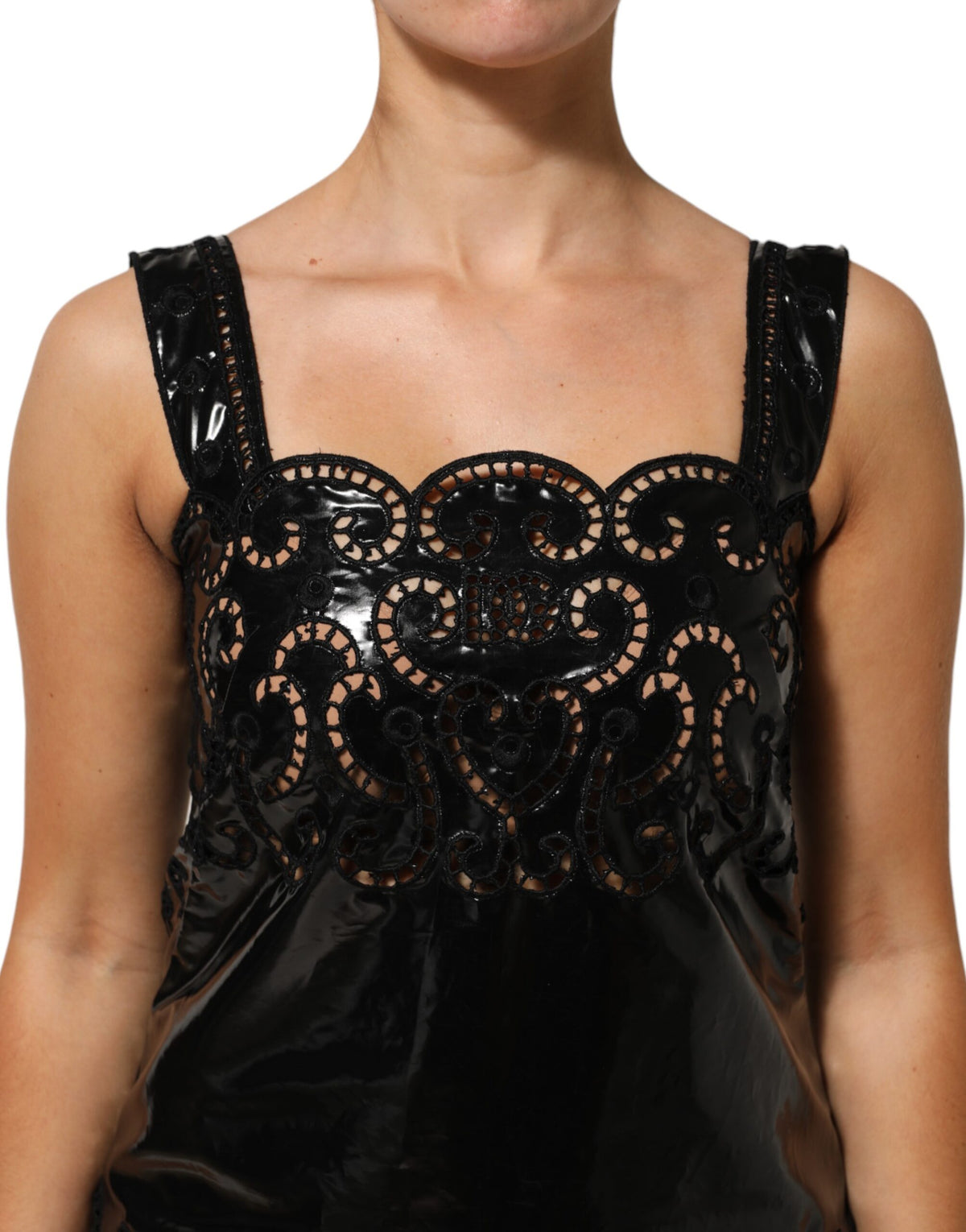 Dolce & Gabbana Schwarzer Ausschnitt A-Linie Etuikleid Minikleid