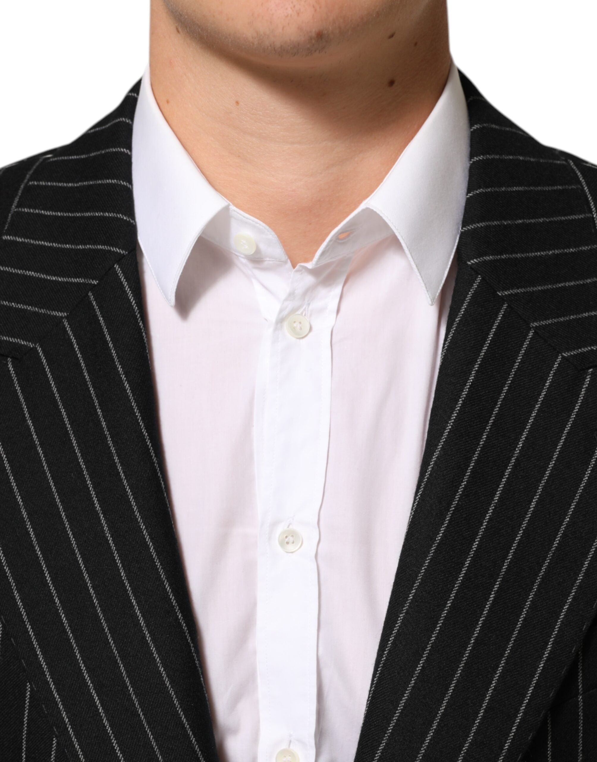 Dolce & Gabbana Schwarz gestreift 2 Knöpfe Anzug Jacke Blazer