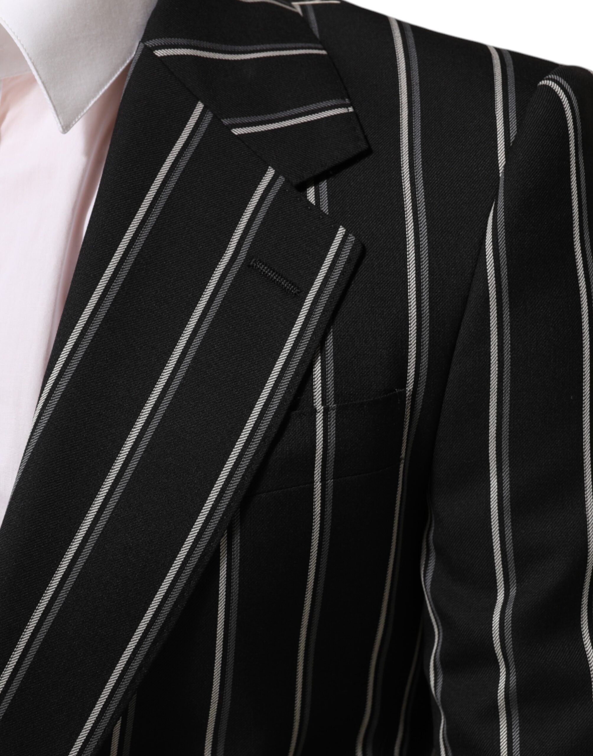 Dolce & Gabbana Schwarz gestreifter SICILIA 1-Knopf Anzug Blazer