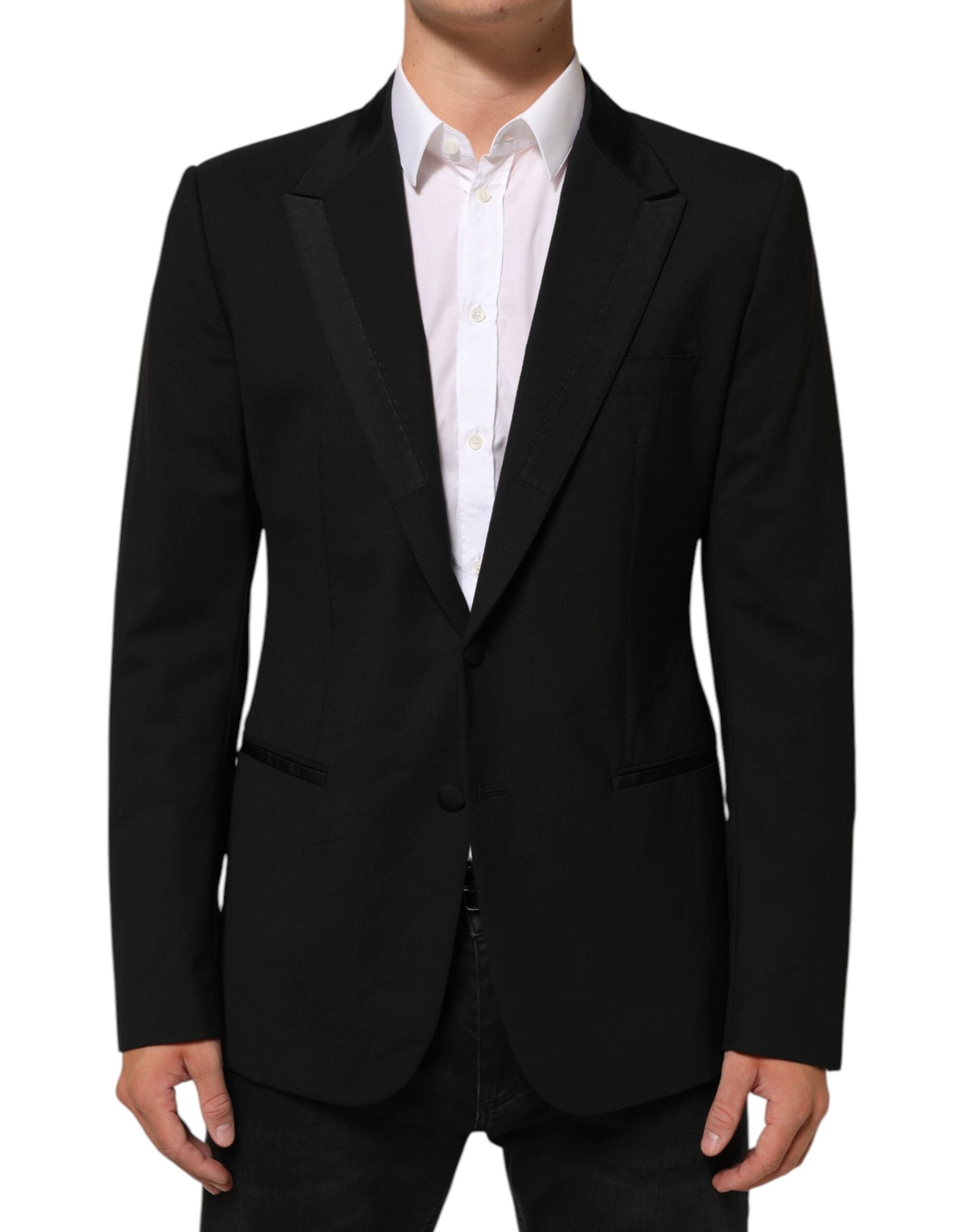 Dolce & Gabbana Schwarz Wolle 2 Knöpfe Anzug Männer Jacke Blazer