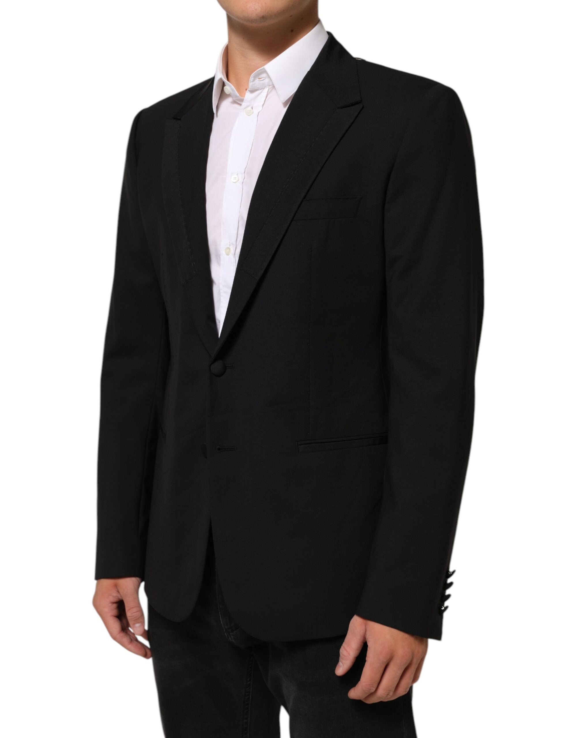 Dolce & Gabbana Schwarz Wolle 2 Knöpfe Anzug Männer Jacke Blazer