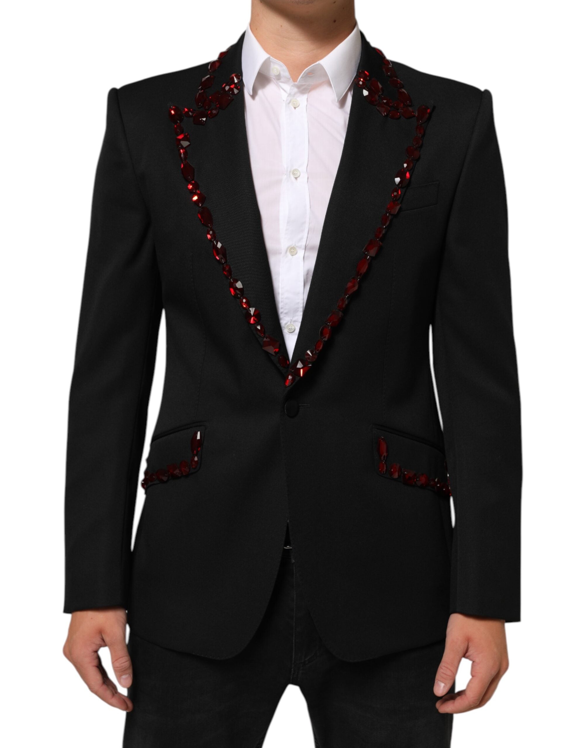 Dolce & Gabbana Schwarzer SICILIA Blazer für Männer mit Kristallverzierung