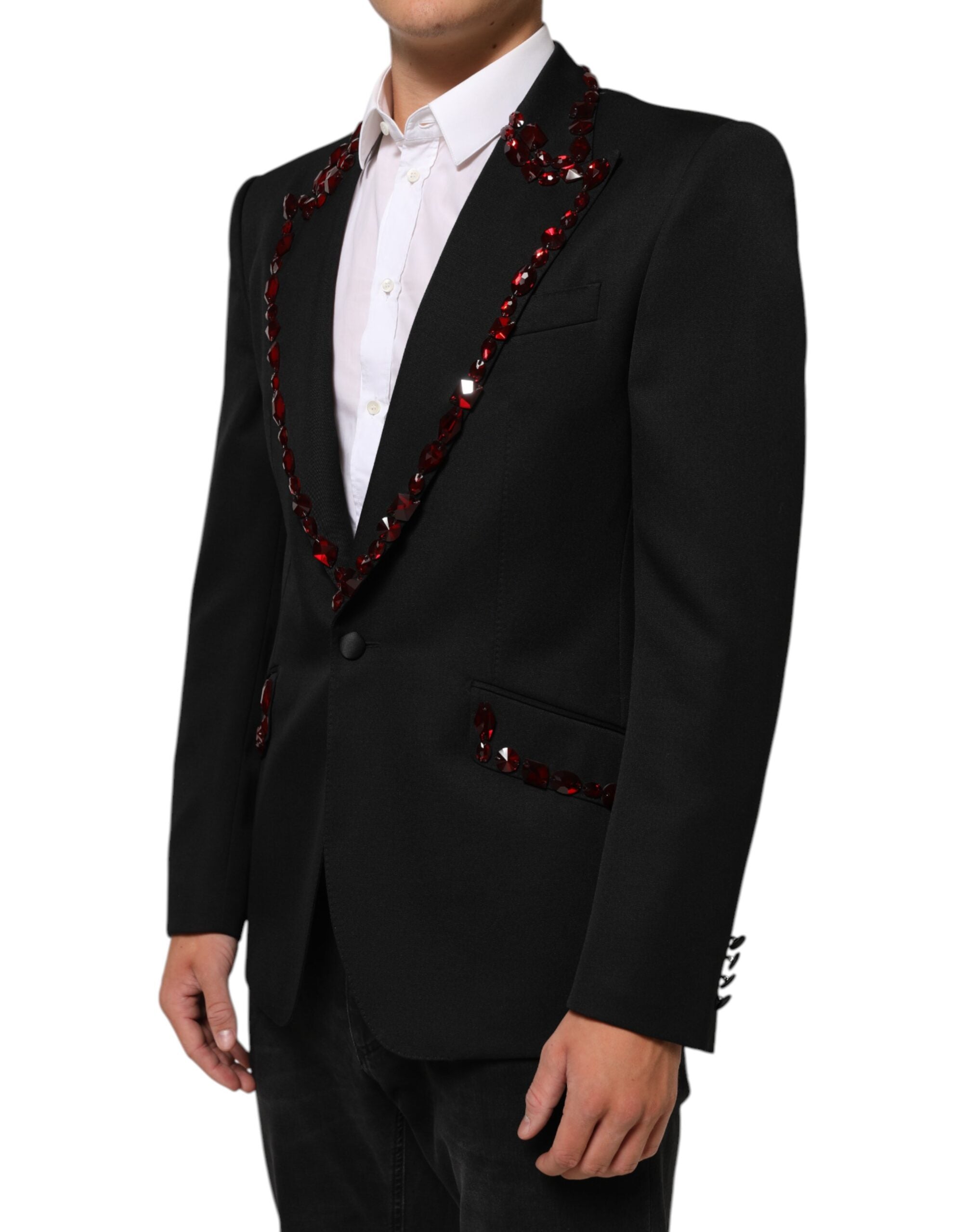 Dolce & Gabbana Schwarzer SICILIA Blazer für Männer mit Kristallverzierung
