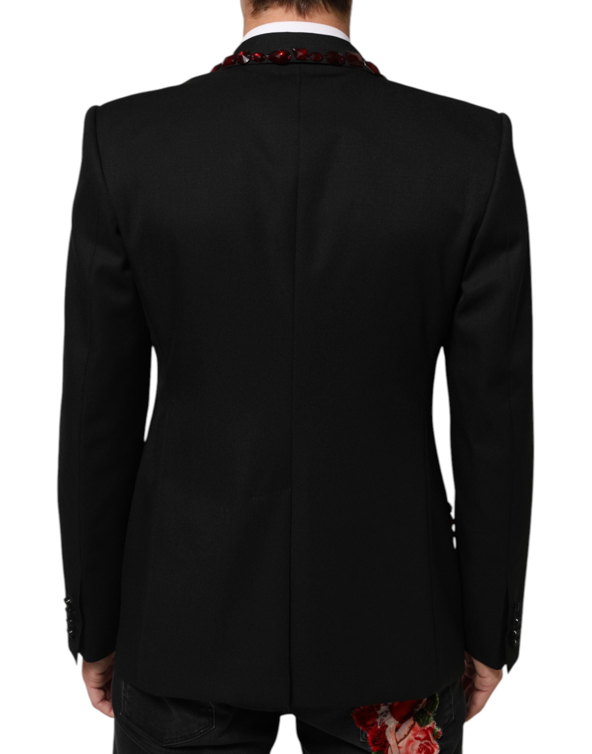Dolce & Gabbana Schwarzer SICILIA Blazer für Männer mit Kristallverzierung