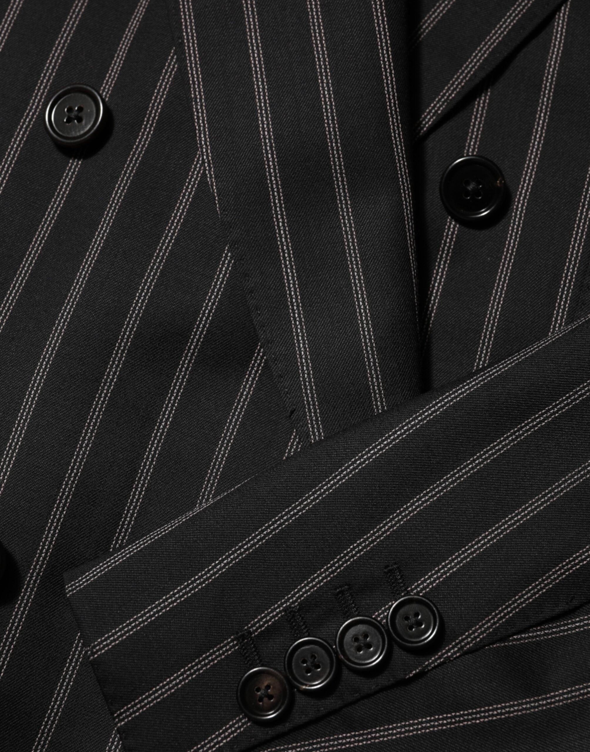 Dolce & Gabbana Schwarz gestreifter SICILIA 1-Knopf Anzug Blazer