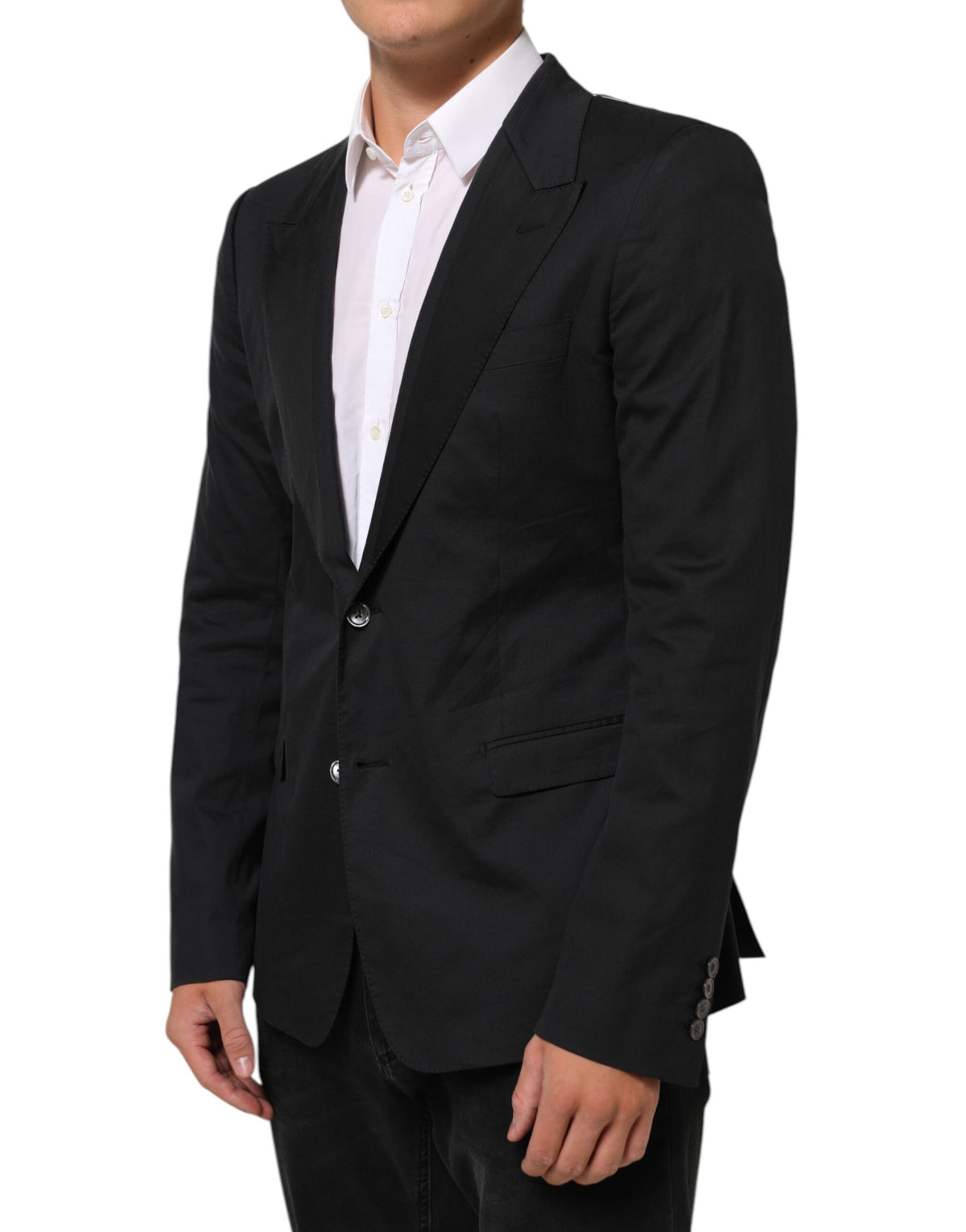 Dolce & Gabbana Schwarz Baumwolle 2 Knöpfe Anzug Jacke Blazer