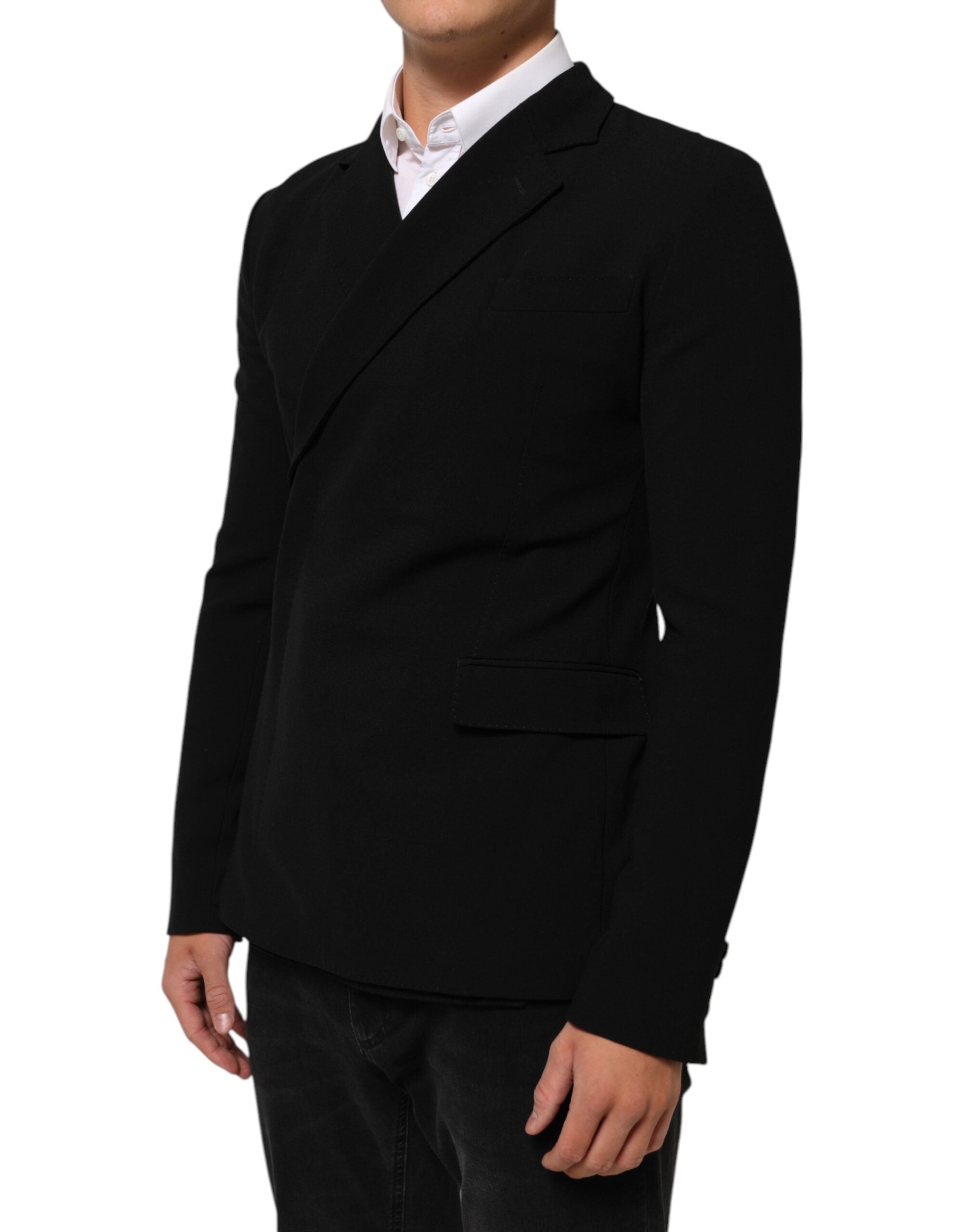Dolce & Gabbana Schwarzer Woll-Blazer mit doppeltem Brustton der Überzeugung