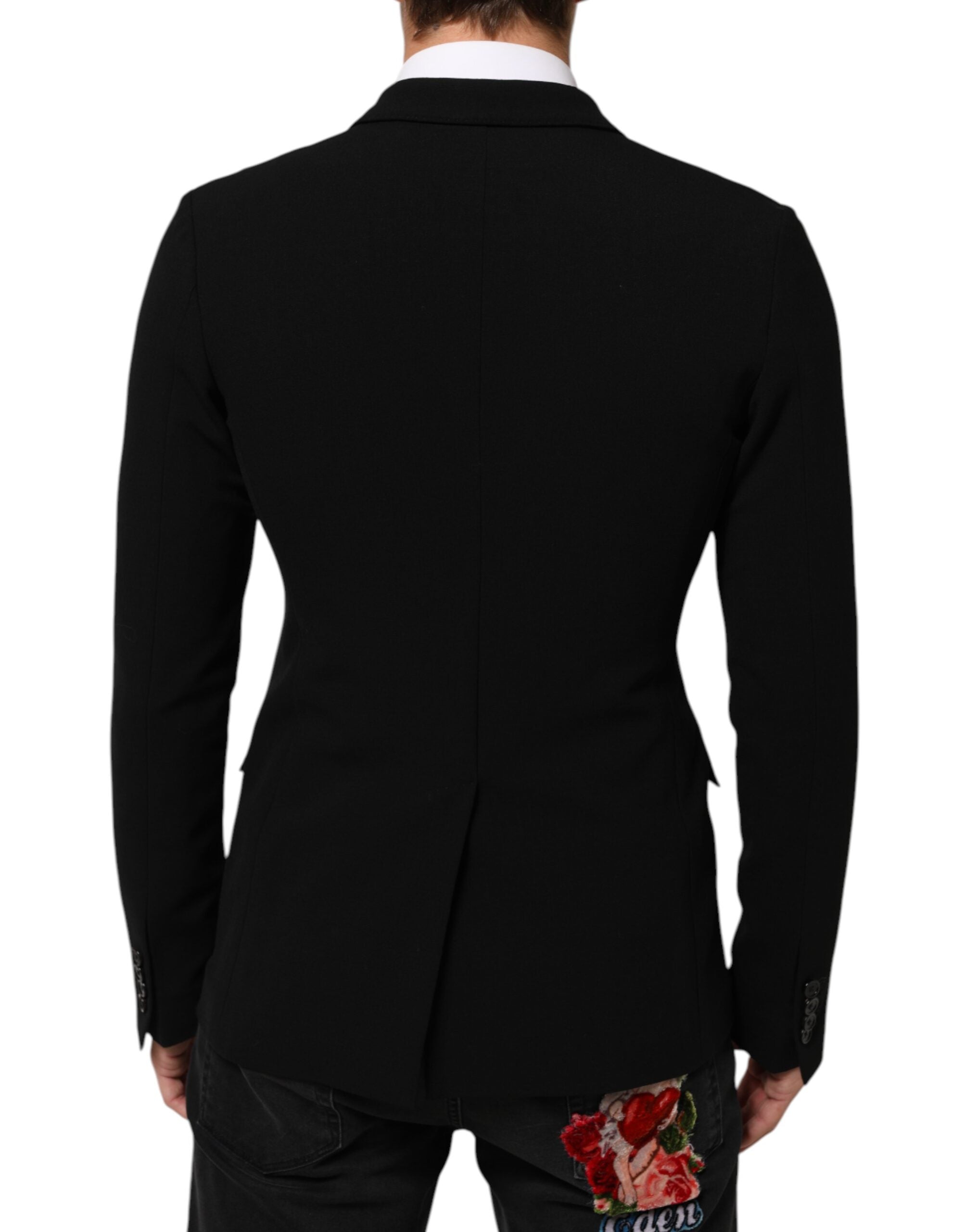 Dolce & Gabbana Schwarzer Woll-Blazer mit doppeltem Brustton der Überzeugung