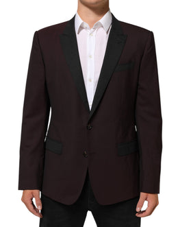 Dolce & Gabbana Maroon Wolle 2 Knöpfe Anzug Jacke Blazer