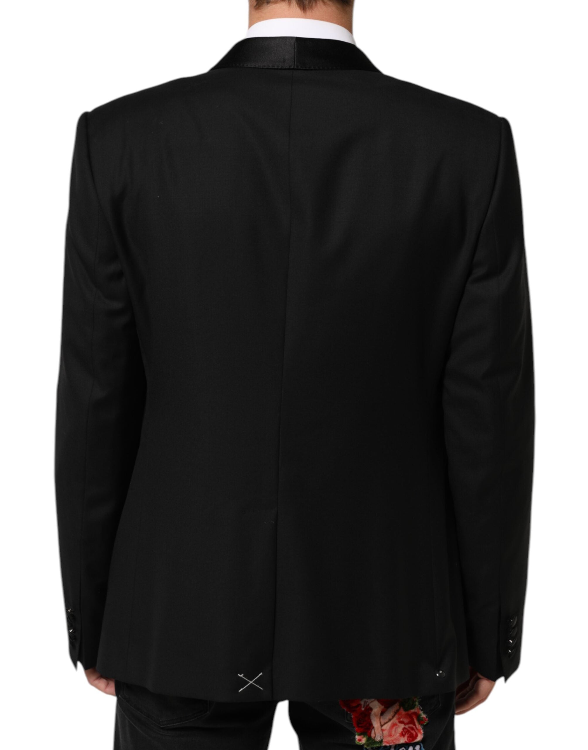Dolce & Gabbana Schwarz Wolle GOLD 1 Knopf Männer Anzug Blazer