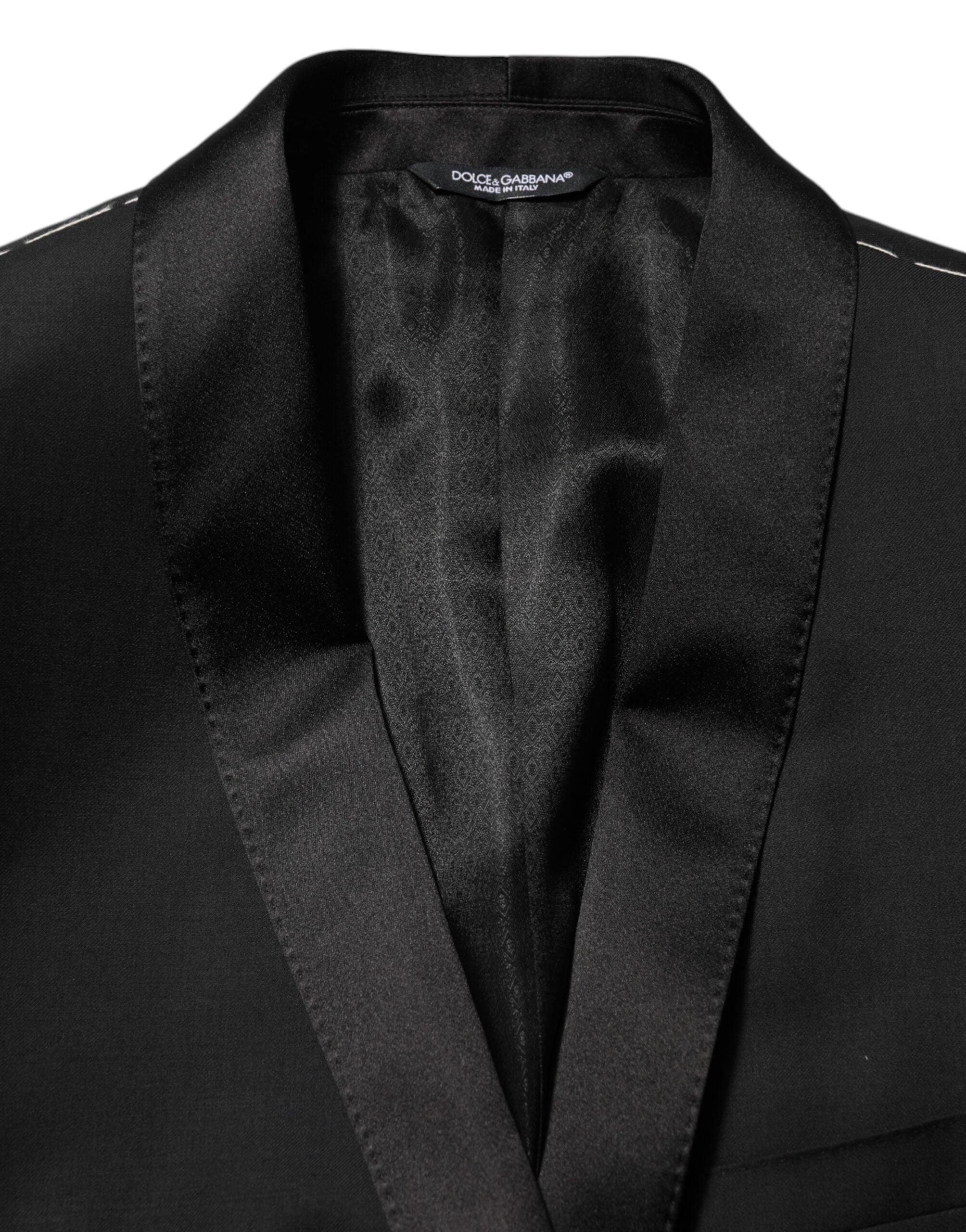 Dolce & Gabbana Schwarz Wolle GOLD 1 Knopf Männer Anzug Blazer