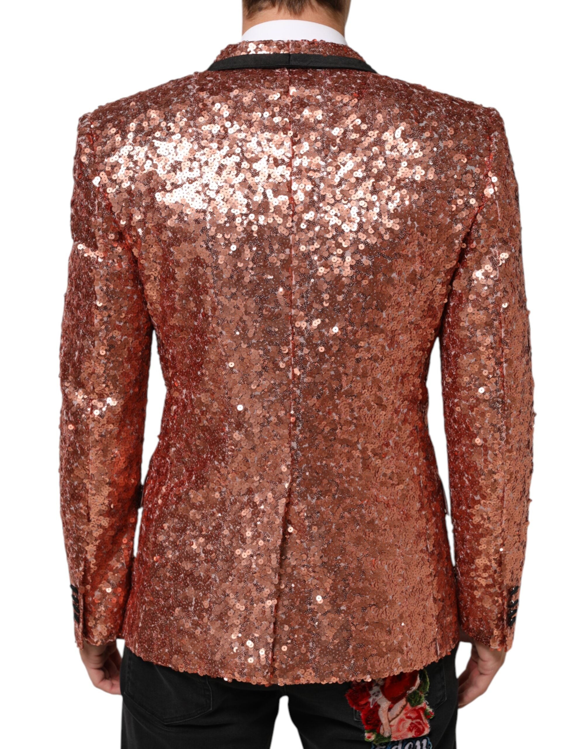 Dolce & Gabbana Rosa Pailletten SICILIA 1 Knopf Herren Anzug Blazer