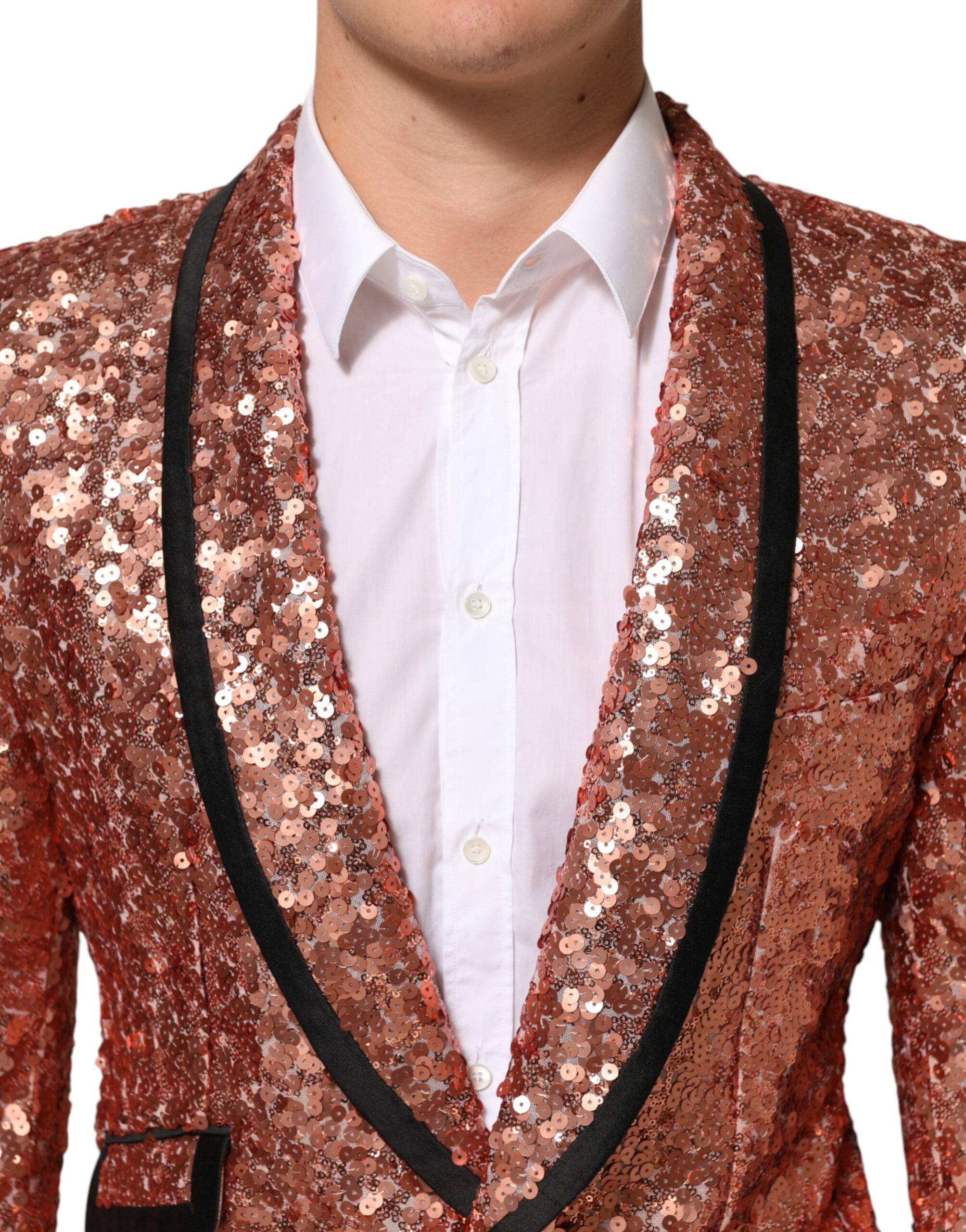 Dolce & Gabbana Rosa Pailletten SICILIA 1 Knopf Herren Anzug Blazer