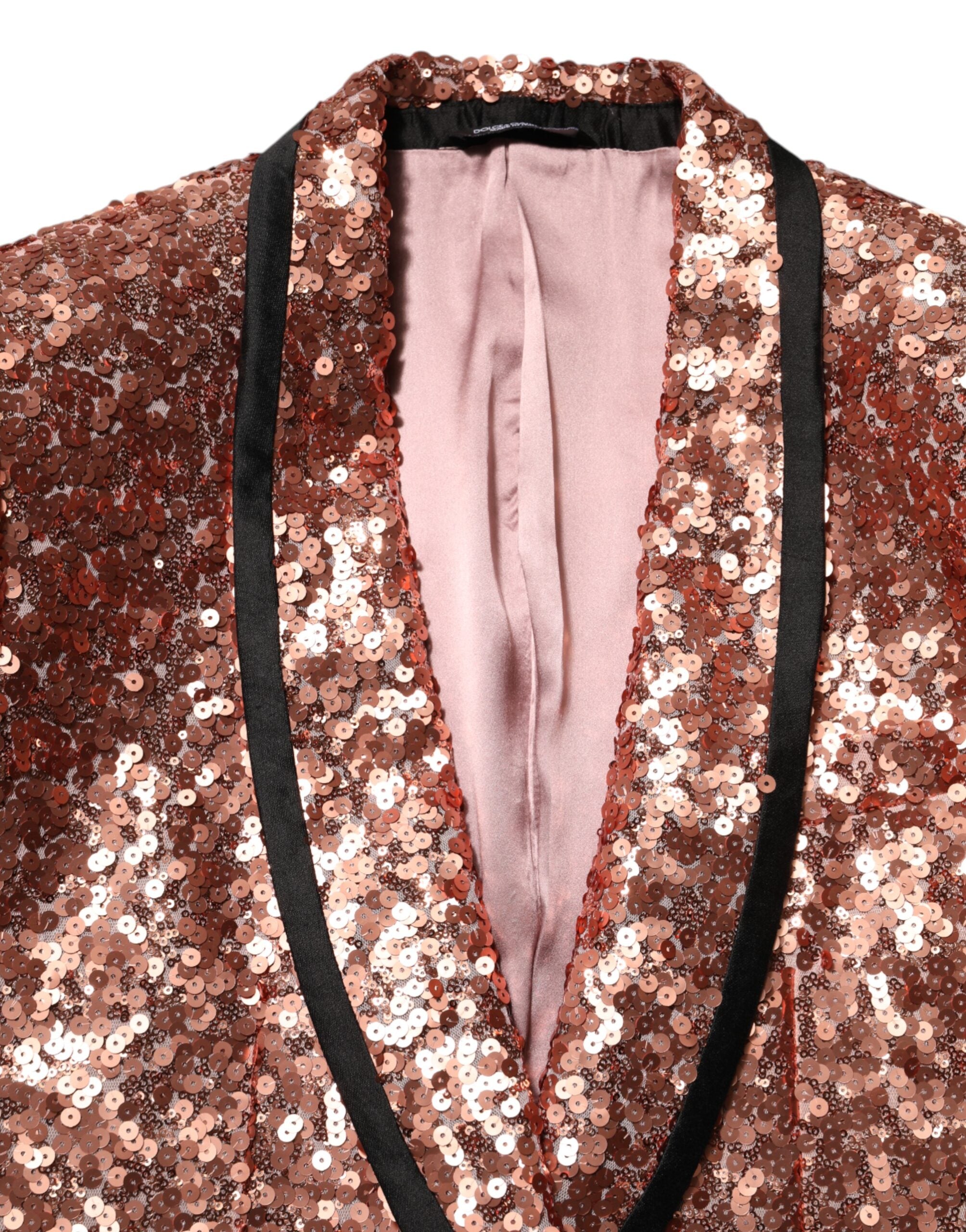 Dolce & Gabbana Rosa Pailletten SICILIA 1 Knopf Herren Anzug Blazer
