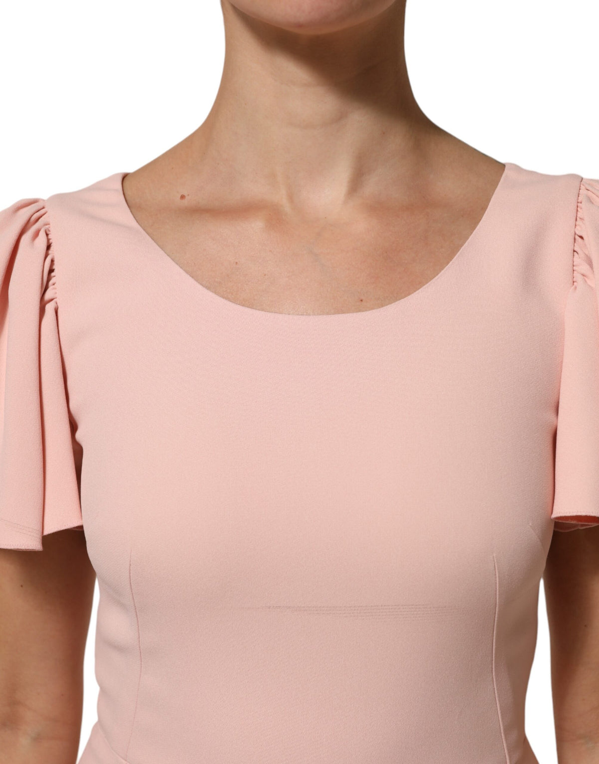 Dolce & Gabbana Rosa Viskose Kurze Ärmel Etuikleid Midikleid