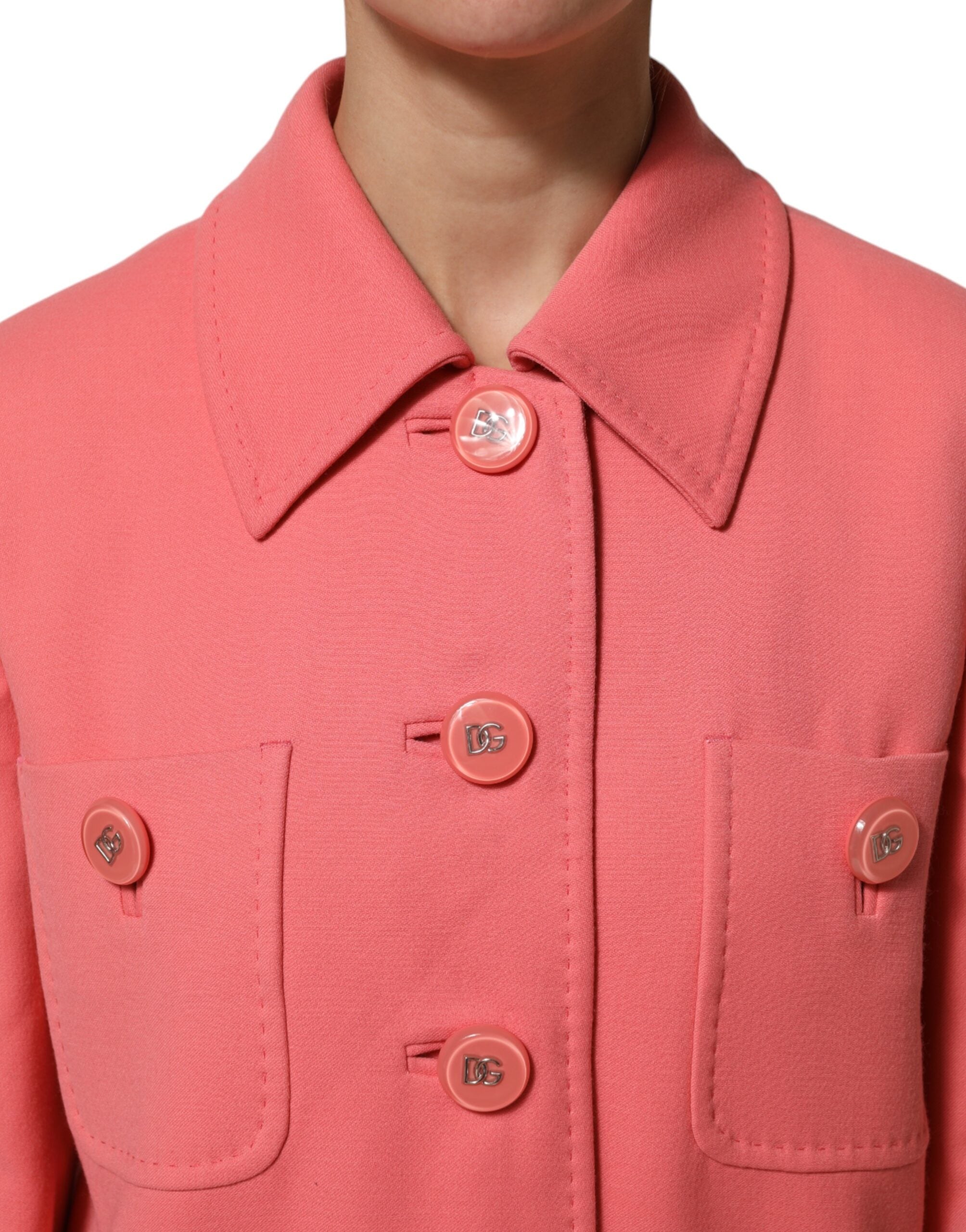 Dolce & Gabbana Rosa geknöpfter Trenchcoat Jacke