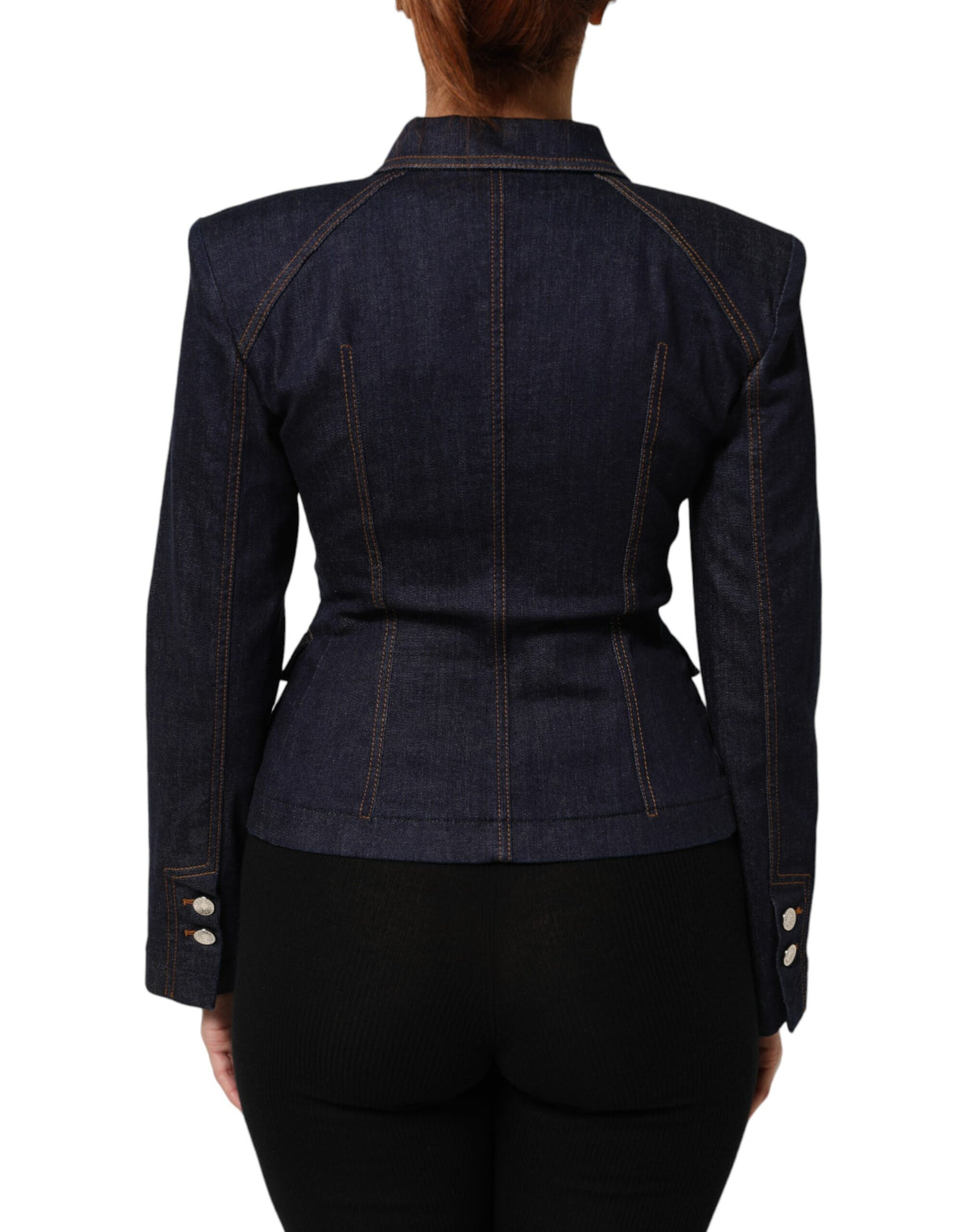 Dolce & Gabbana Dunkelblaue Baumwoll-Jeansjacke mit Kragen