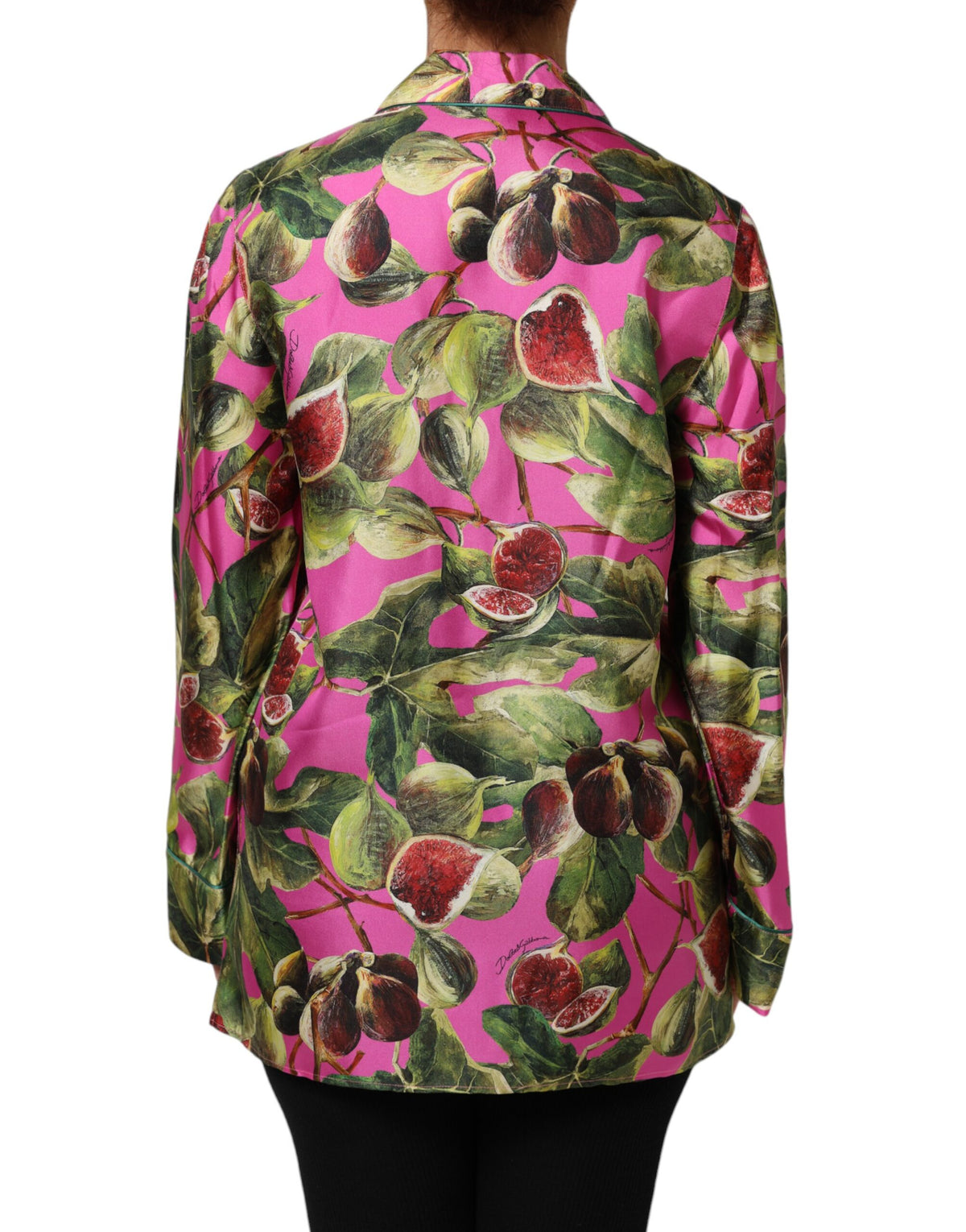 Dolce & Gabbana Hot Pink Feige Bedrucktes Seidenhemd Bluse Top