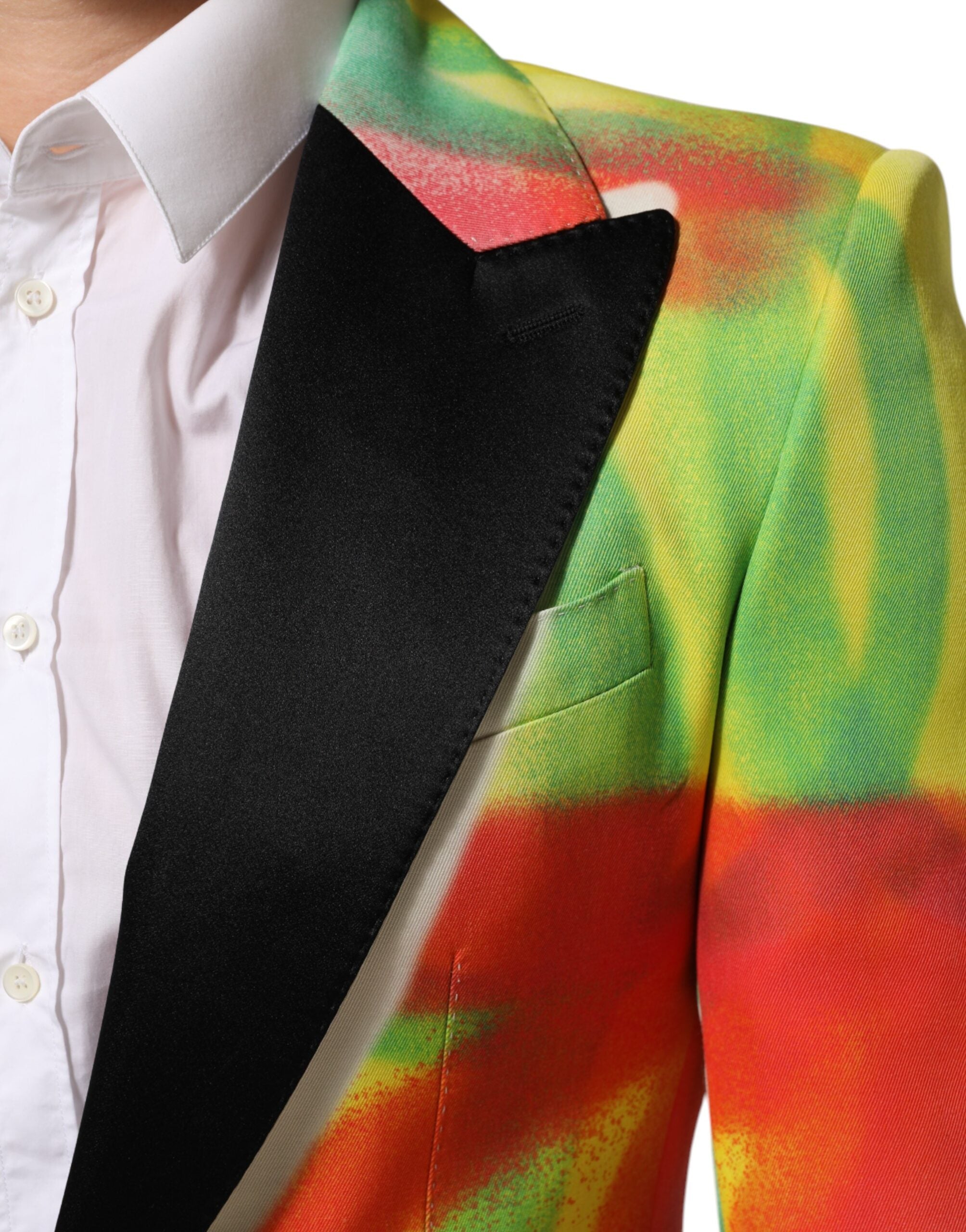 Dolce & Gabbana Multicolor Graffiti SICILIA 1 Knopf Herren Anzug Blazer